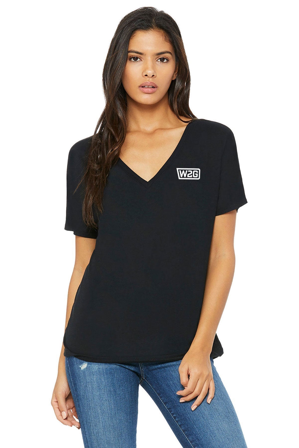 Bella Canvas Ladies Slouchy V-Neck, Black [Ware2Go]