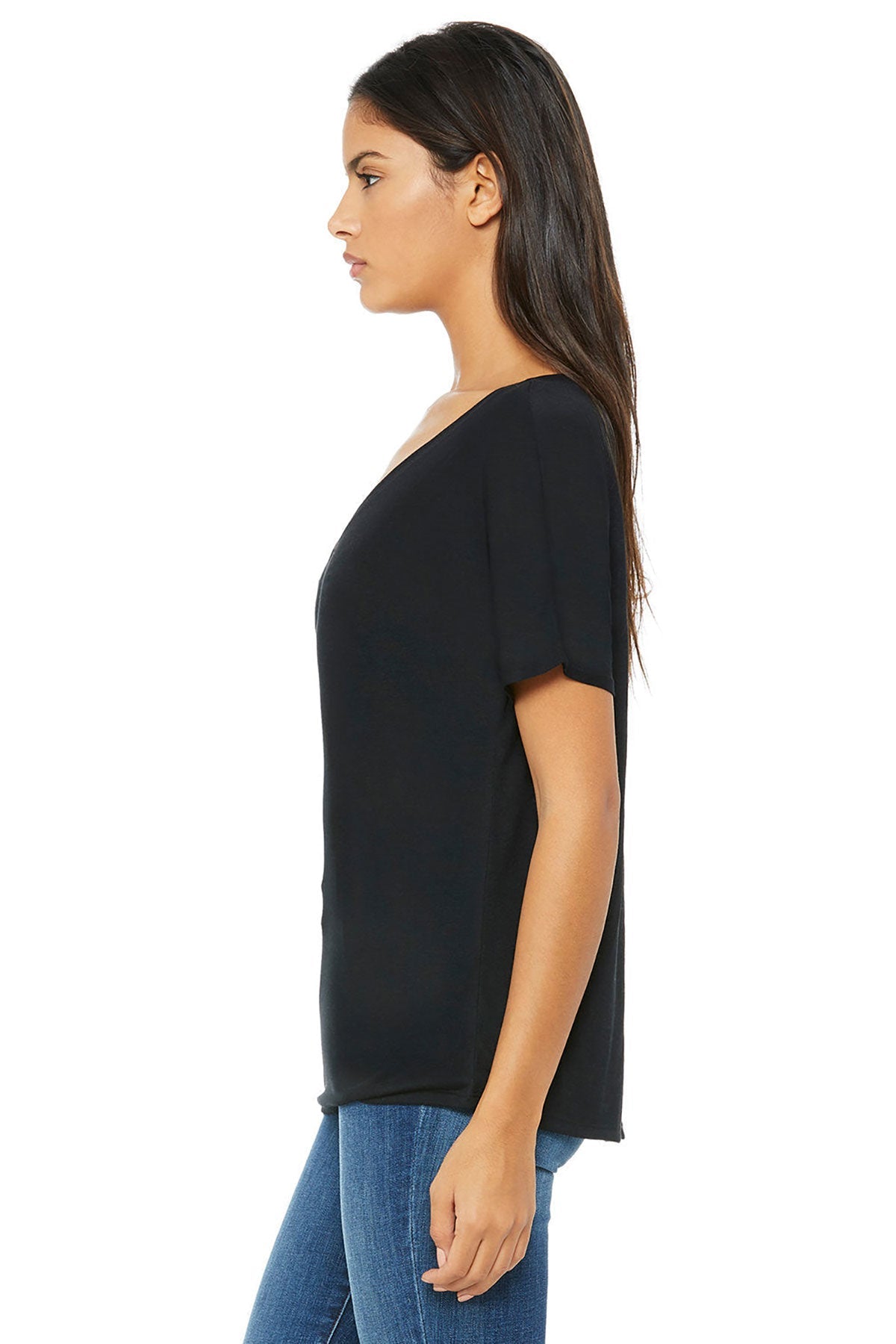 Bella Canvas Ladies Slouchy V-Neck, Black [Ware2Go]