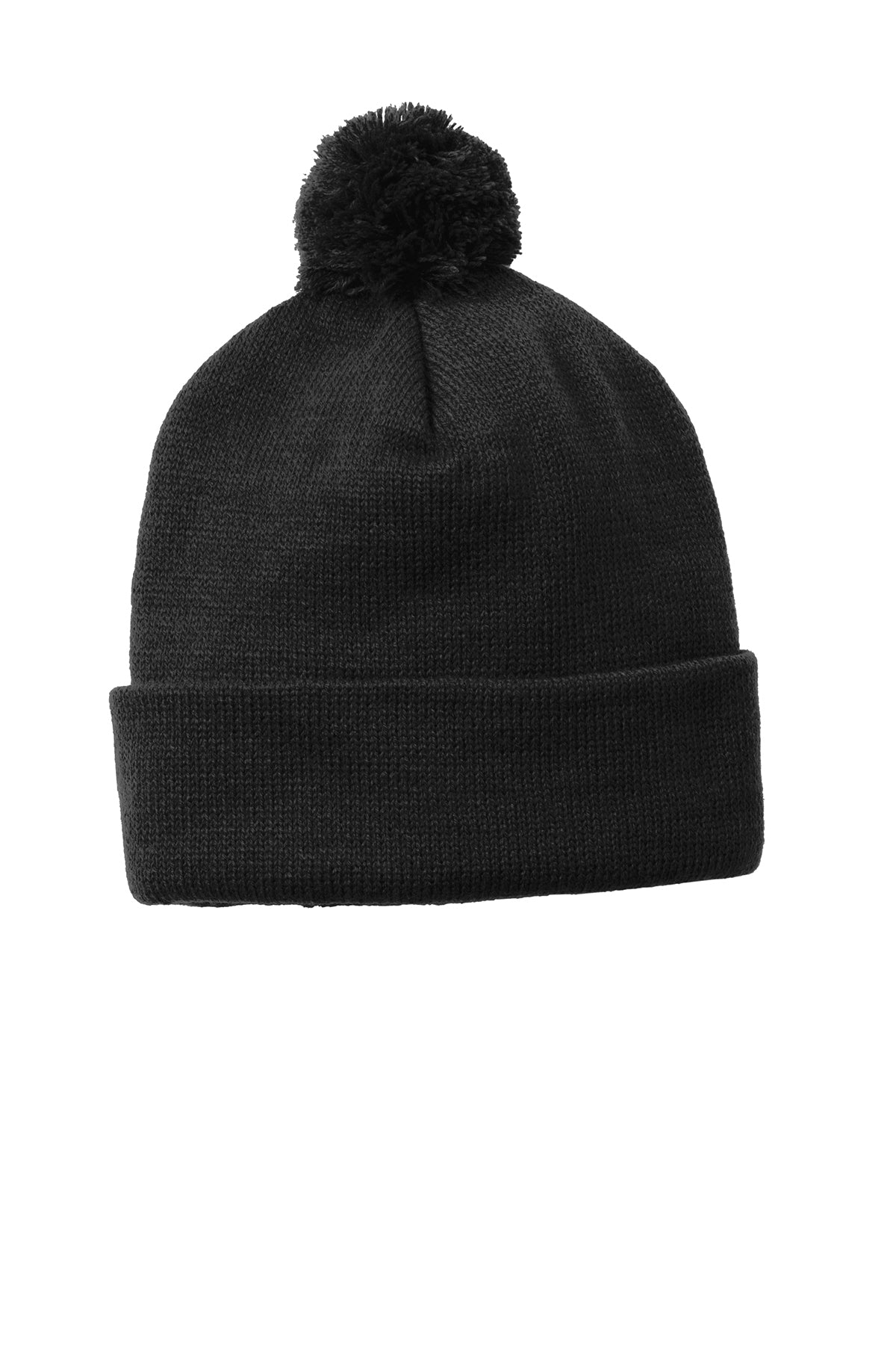 Sport-Tek Solid Customized Pom Pom Beanies, Black [Valley Internet]
