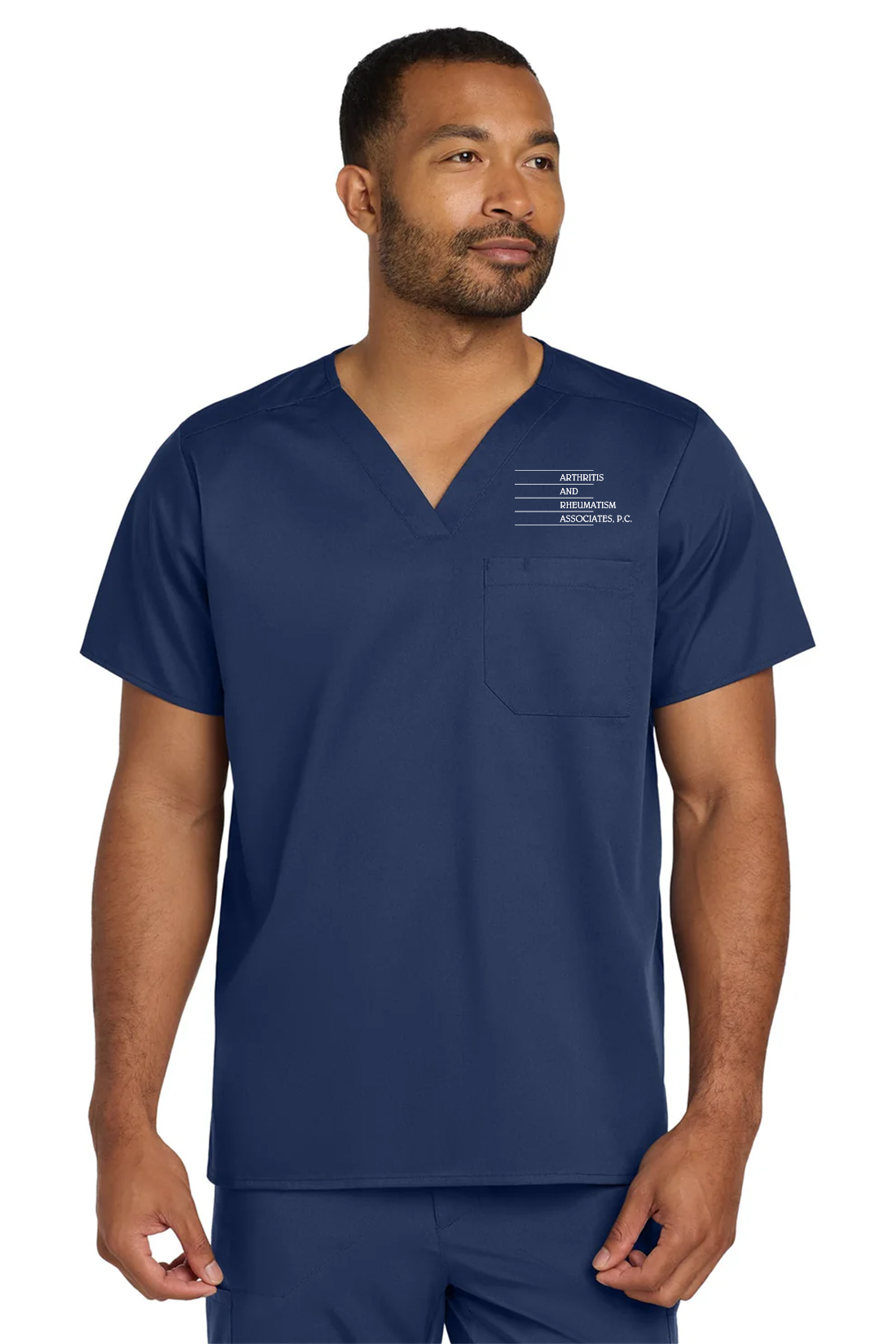 Wink Unisex WorkFlex Chest Pocket V-Neck Top, Navy [Arthritis & Rheumatism Associates PC]
