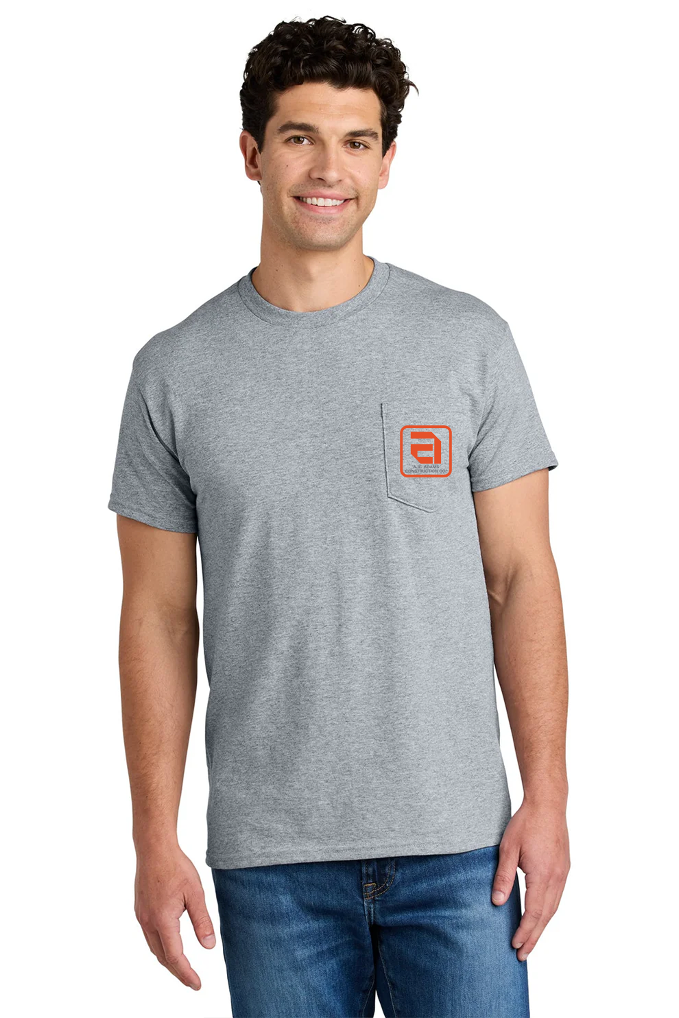 Gildan Dryblend Cotton Poly Pocket T Shirt, Sport Grey [AL Adams Construction]