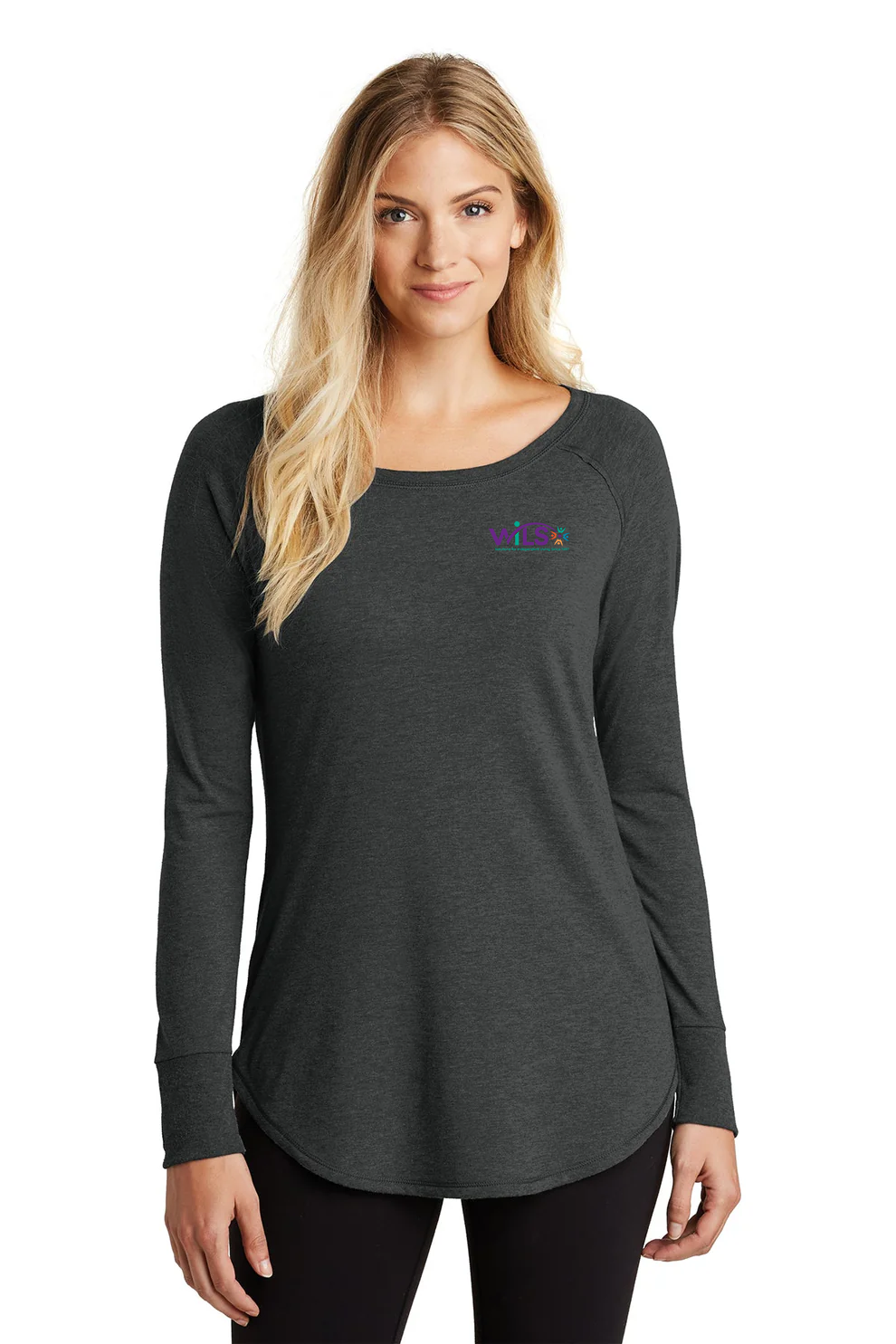 District Made Ladies Perfect Tri Long Sleeves, Black Frost [WILS]