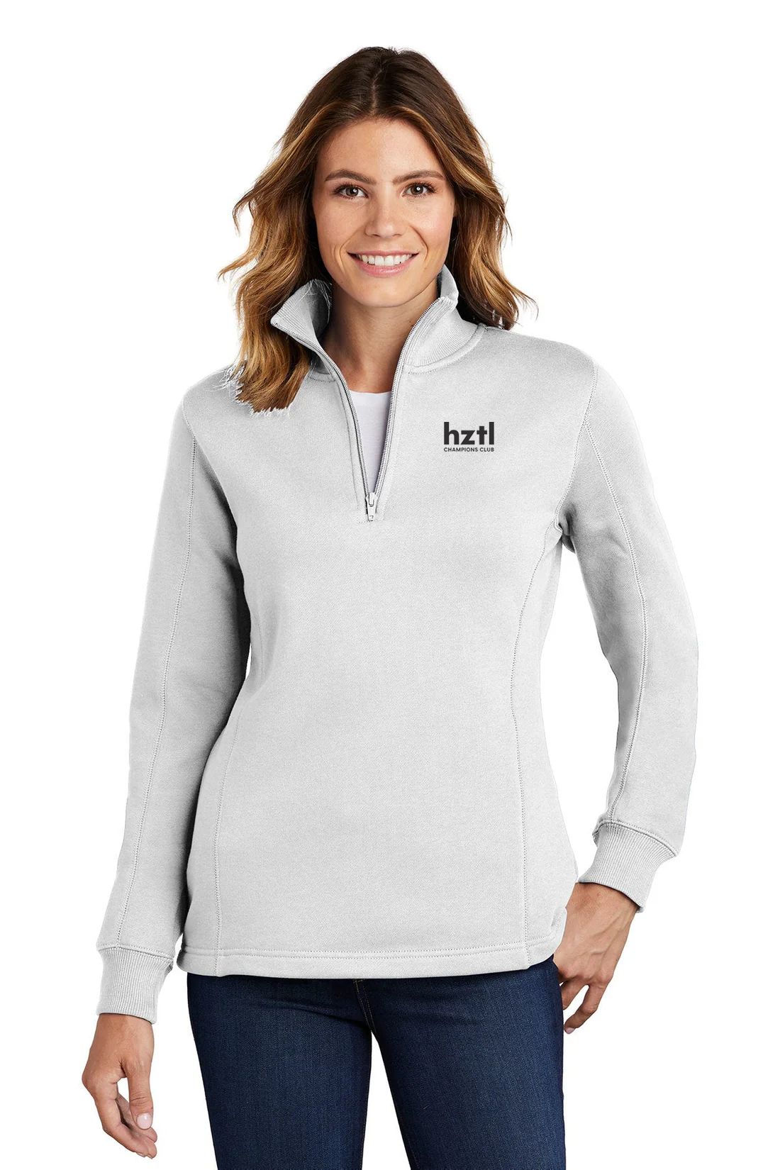 Sport-Tek Ladies 1/4-Zip Sweatshirt, White [Horizontal]
