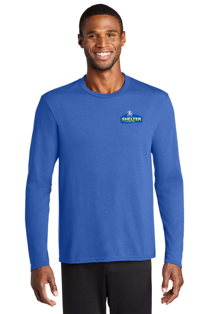 Port & Company Long Sleeve Performance Blend Tee, True Royal [Shelter of Flint]