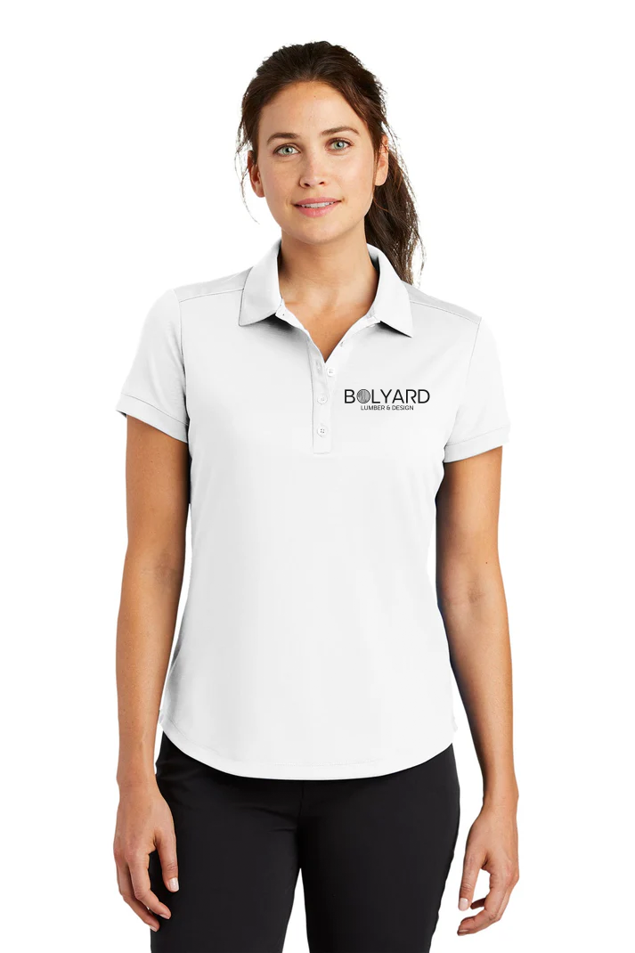 Nike Ladies Dri-FIT Players Modern Fit Polo, White [Bolyard Lumber and Design]