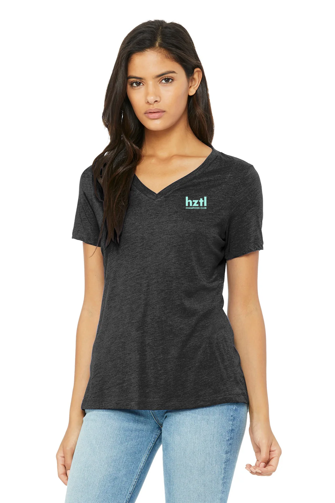 Bella Canvas Womens Triblend V-Neck, Charcoal Black [Horizontal]