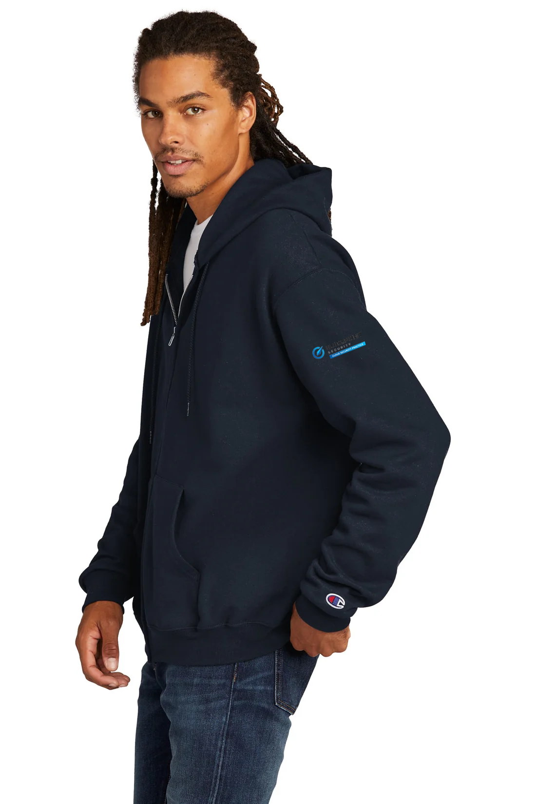 Champion Eco Fleece Full-Zip Hoodie, Navy [GuidePoint Security Cloud Security]