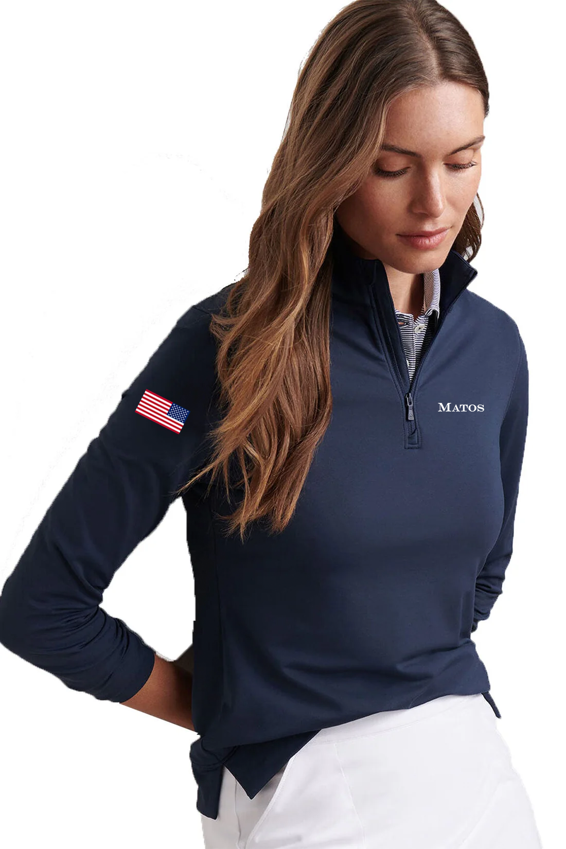 Peter Millar Womens Perth Performance Quarter-Zip, Navy [Matos Builders]