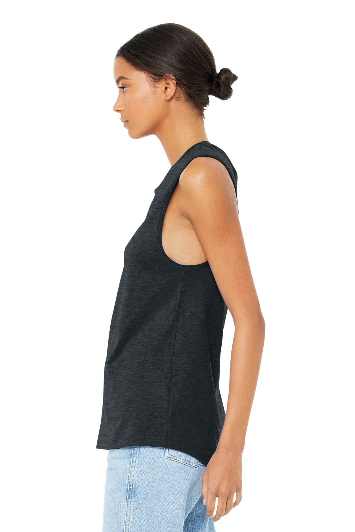 Bella Canvas Womens Jersey Muscle Tank, Dark Grey Heather [White Diamond Realty]
