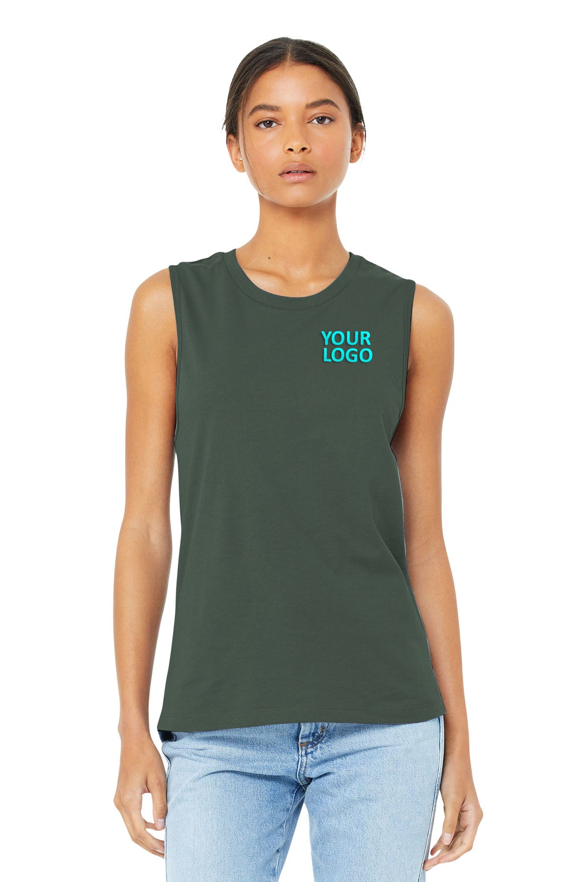 Bella Canvas Womens Jersey Muscle Tank, Military Green [Launch]
