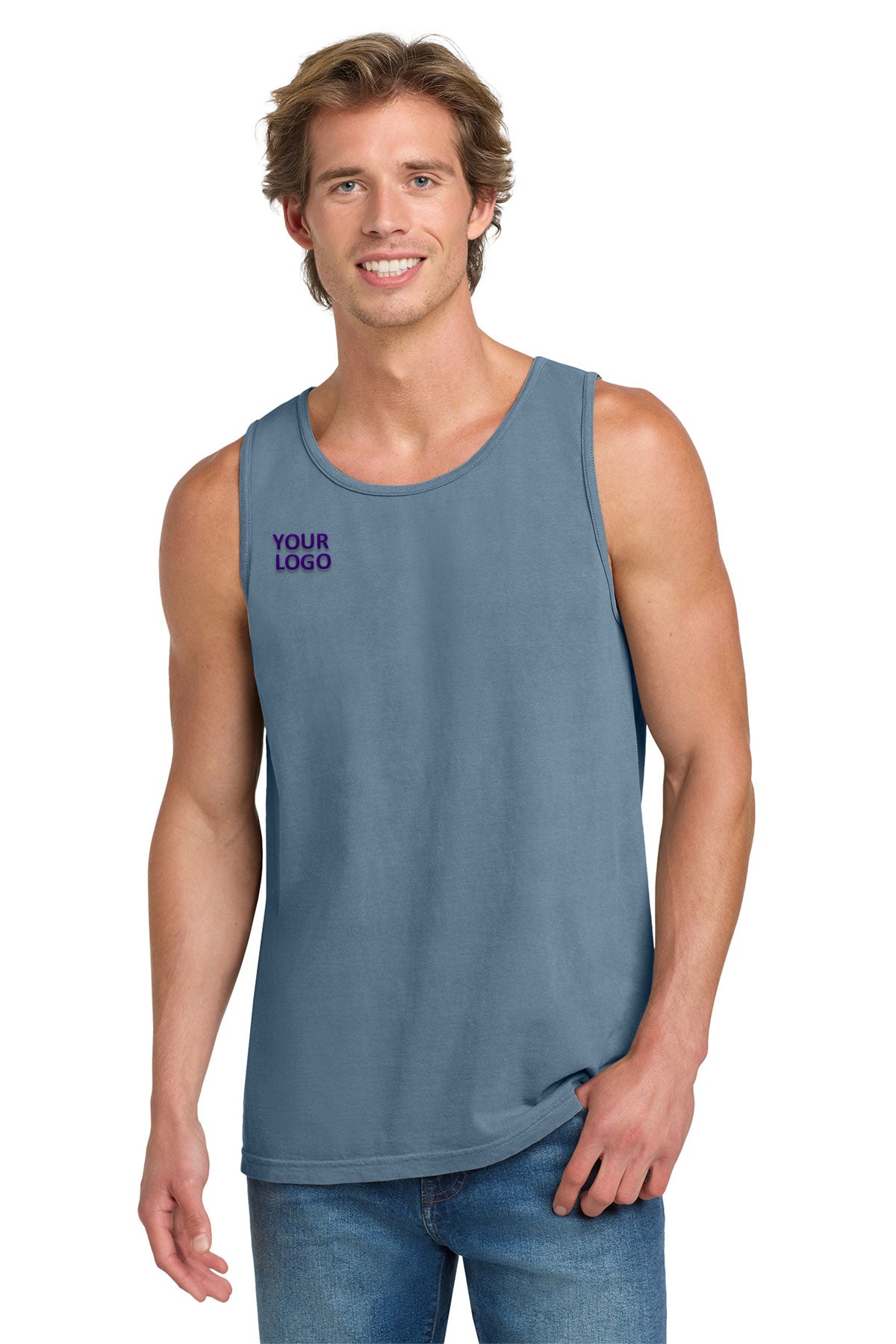 Comfort Colors Heavyweight Custom Ring Spun Tank Tops, Blue Jean