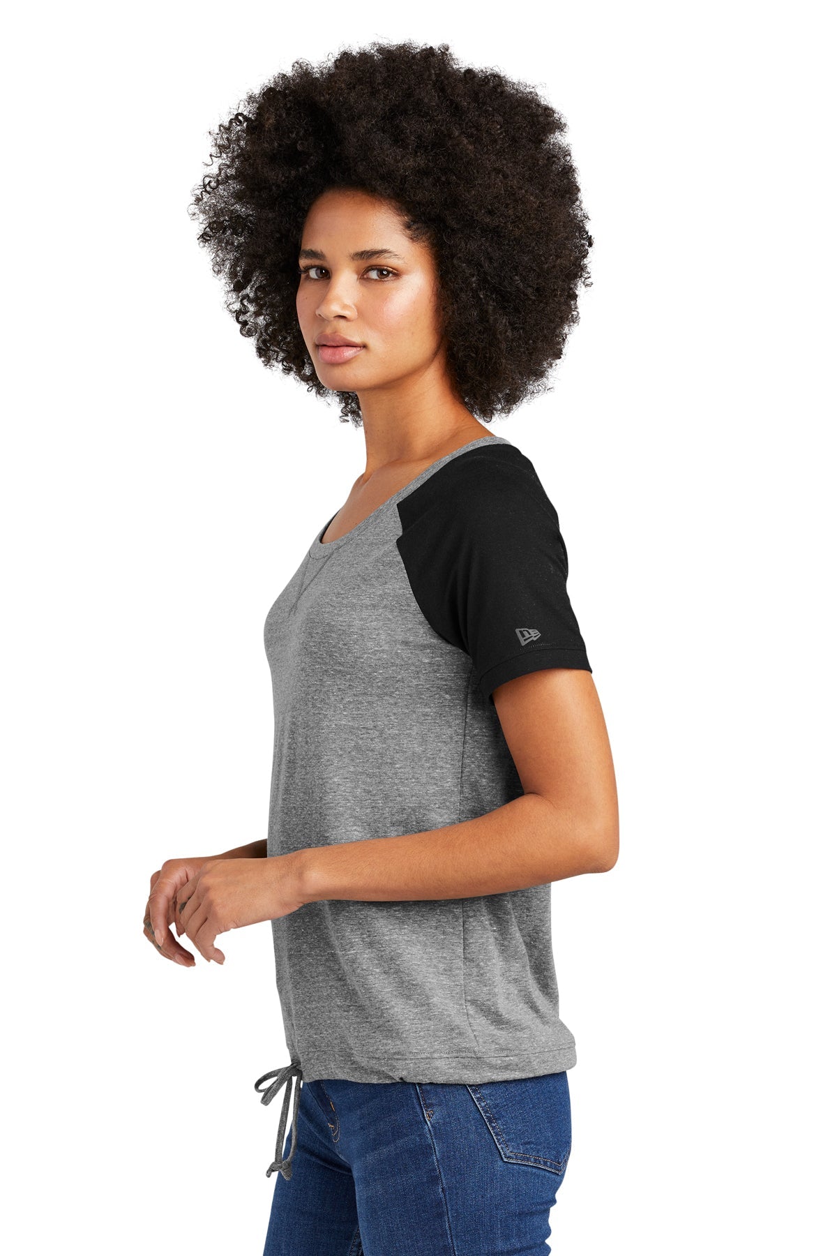 New Era Ladies Tri-Blend Performance Printed Tee's, Shadow Grey/ Black [NCT]
