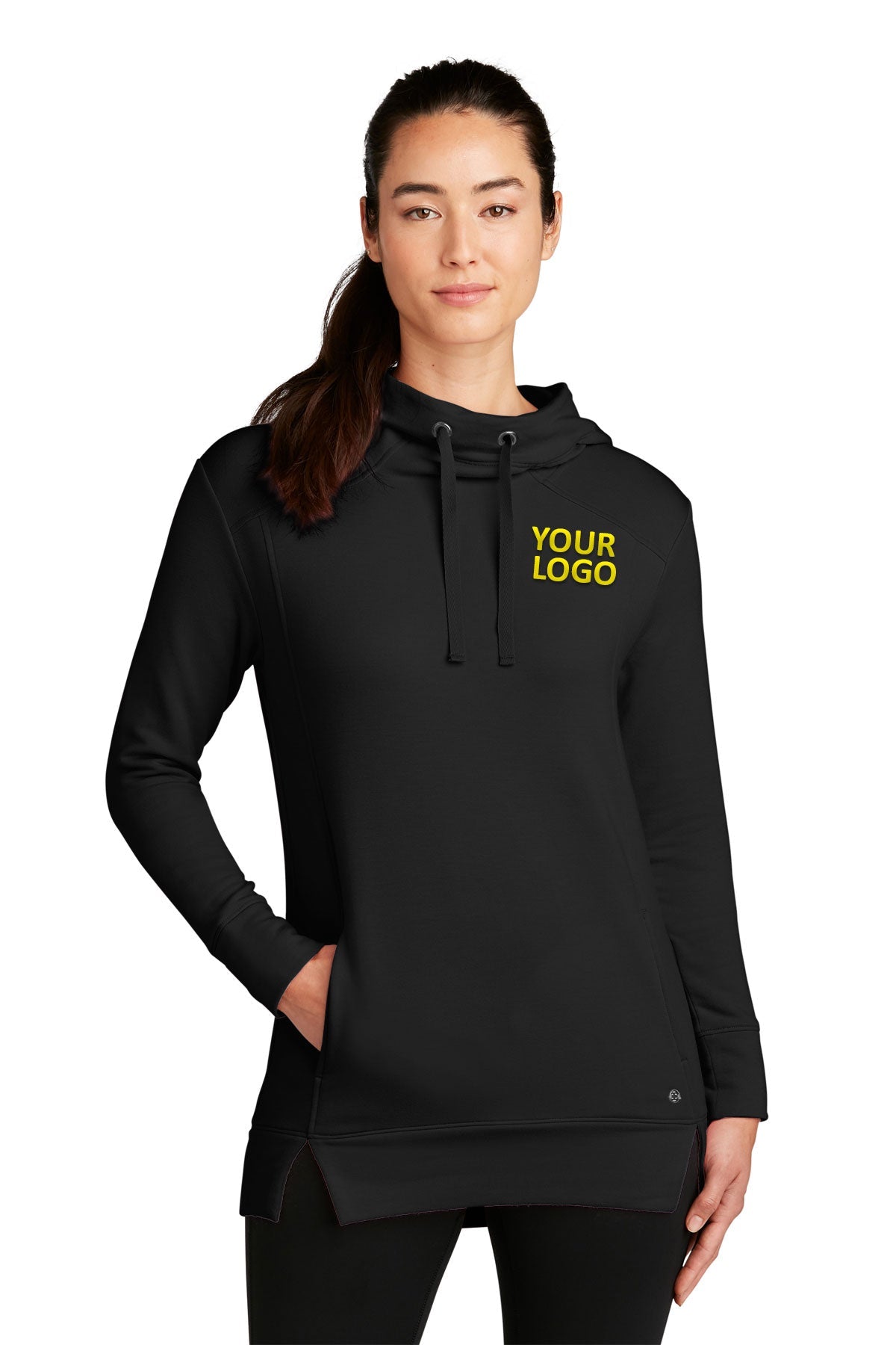 OGIO Ladies Luuma Custom Fleece Hoodies, Blacktop [Horizontal Talent]