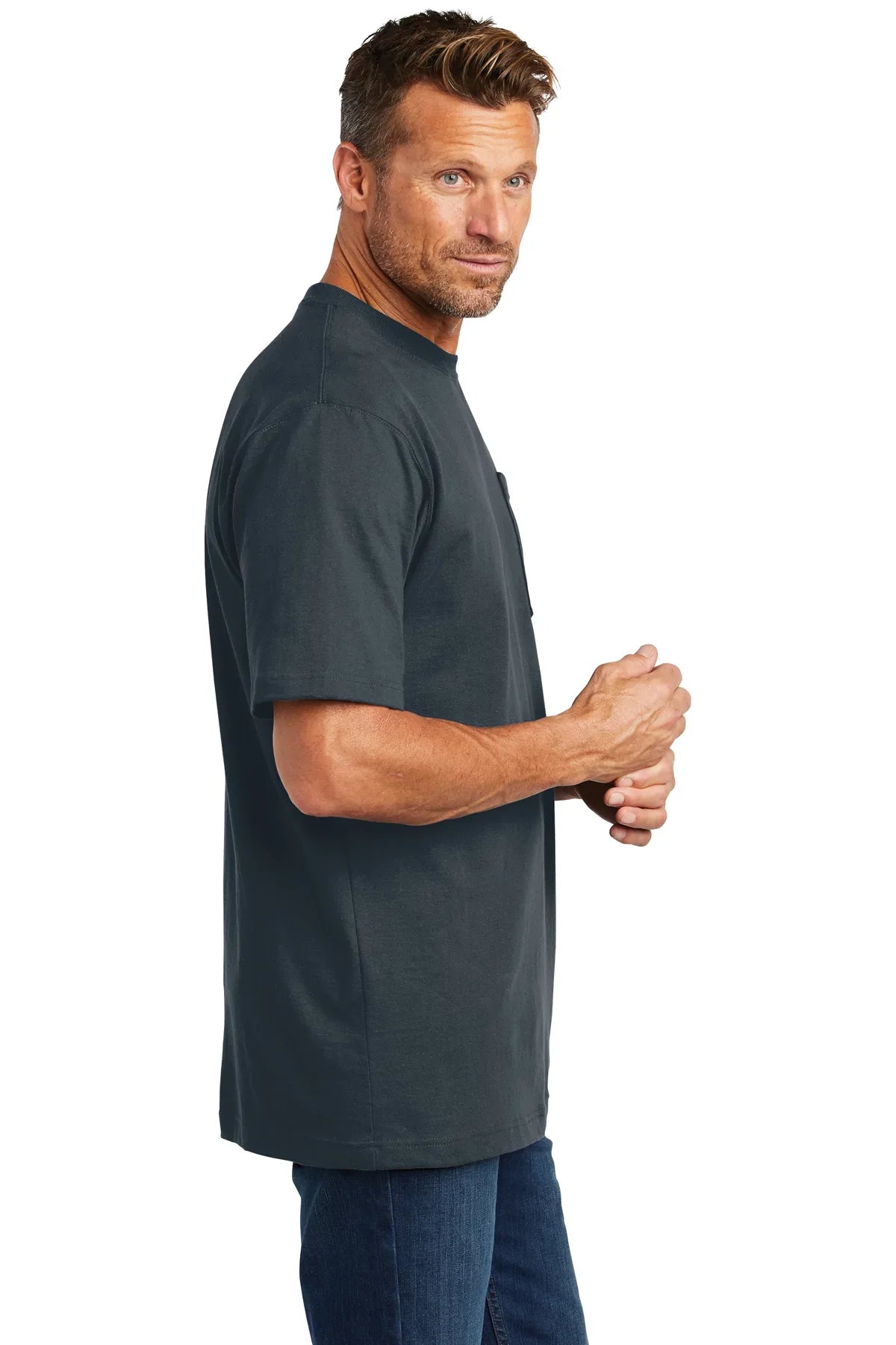 Carhartt Workwear Custom Pockets T-Shirts, Bluestone [CR Powered by Epiroc Merch]