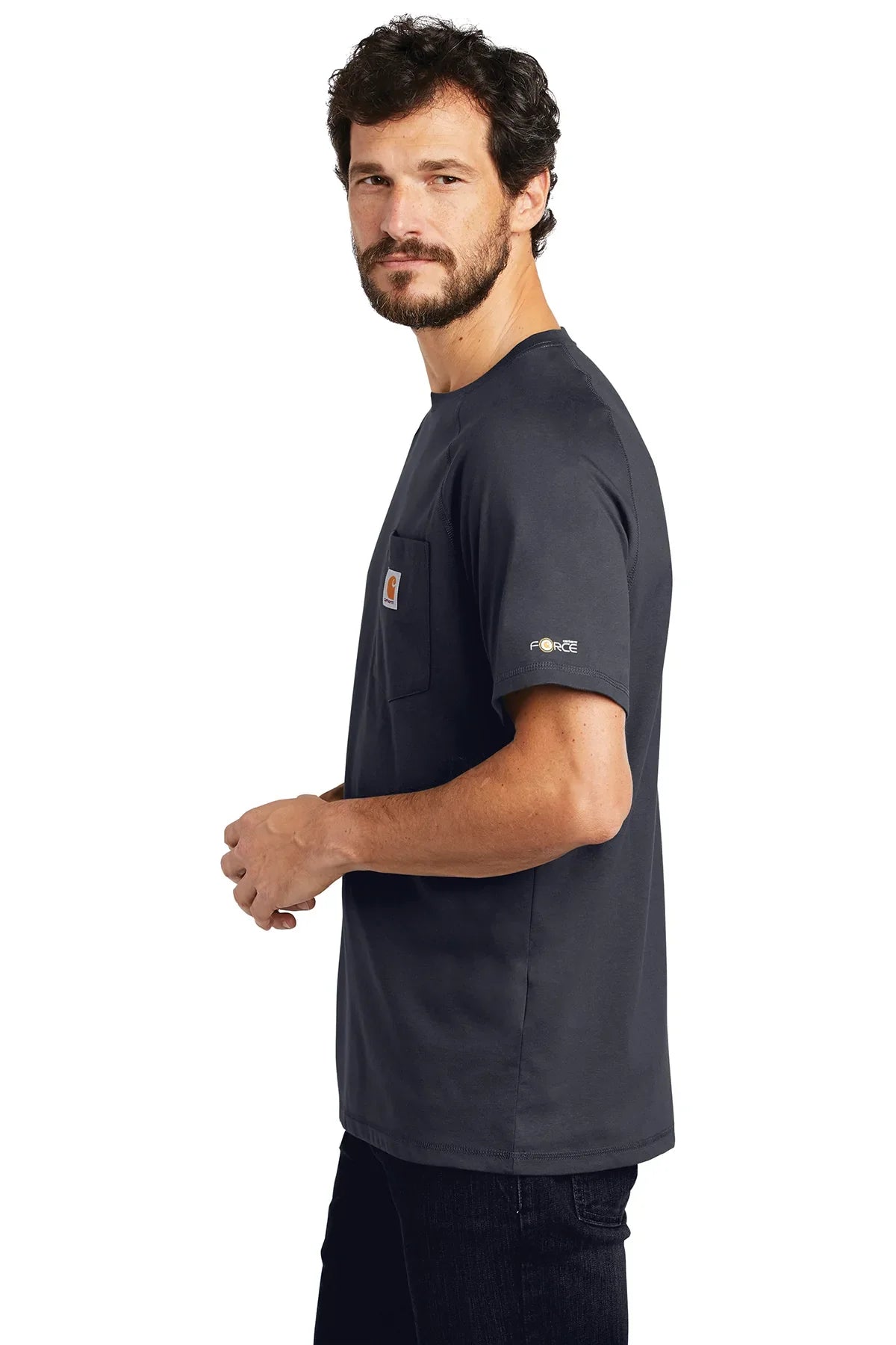 Carhartt Force Cotton Delmont Custom T-Shirts, Navy [Solar Pile Driver]