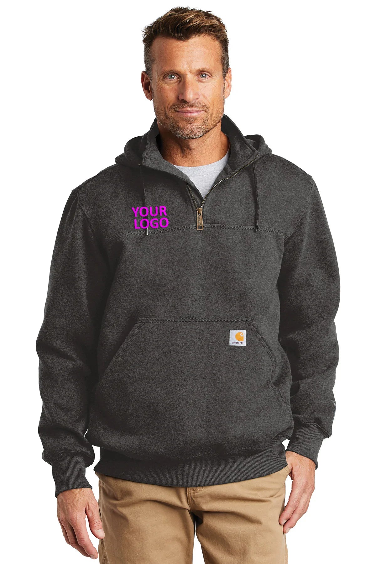 Carhartt Rain Defender Paxton Zip Custom Sweatshirts, Carbon Heather [Elmwood Homes]