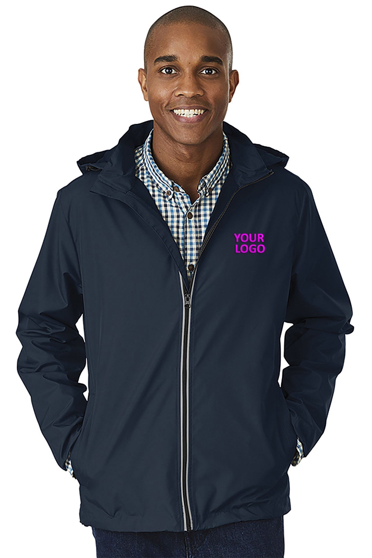 Charles River Pack-N-Go Full Zip Reflective Custom Jackets, Navy