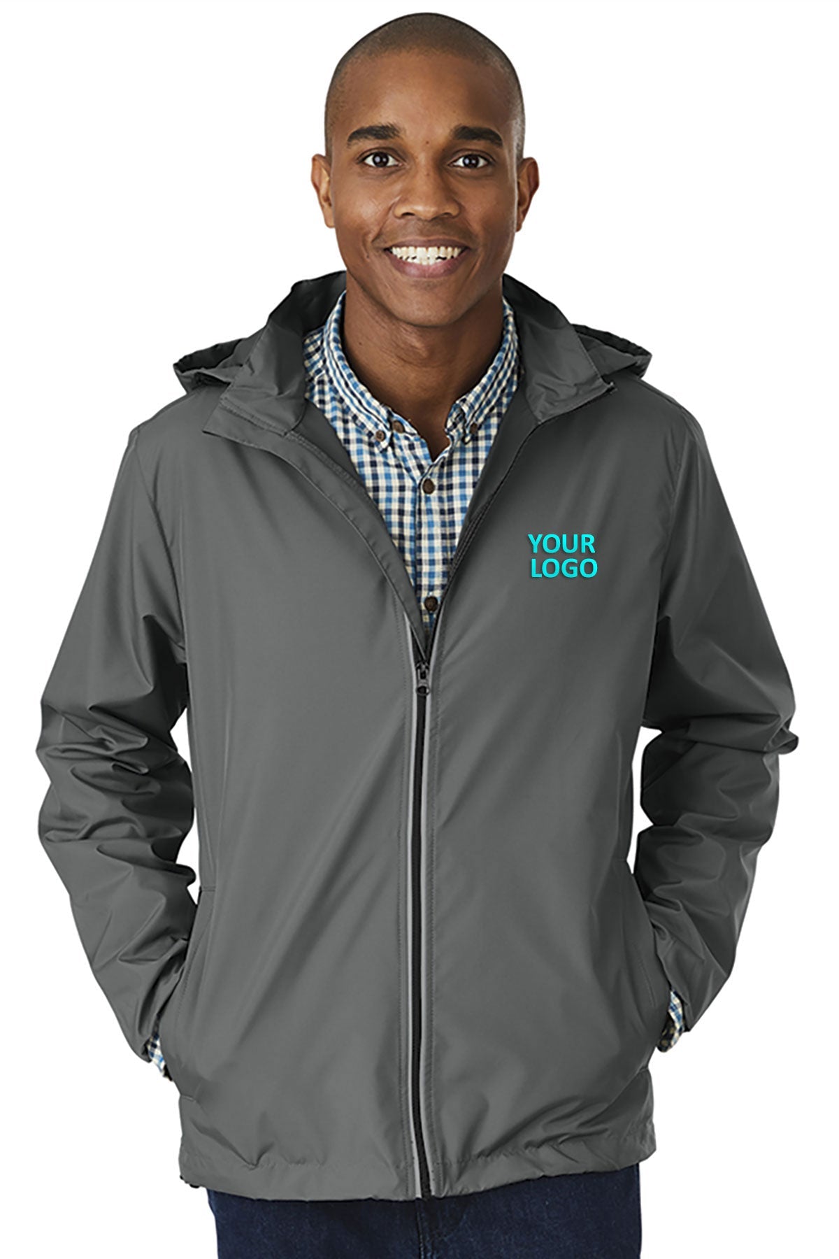 Charles River Pack-N-Go Full Zip Reflective Custom Jackets, Grey
