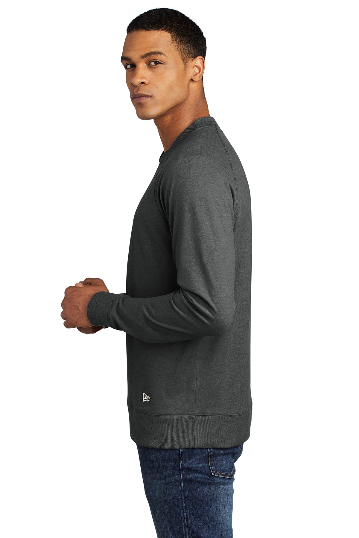 New Era Sueded Cotton Blend Custom Quarter Zips, Black Heather [ASI]