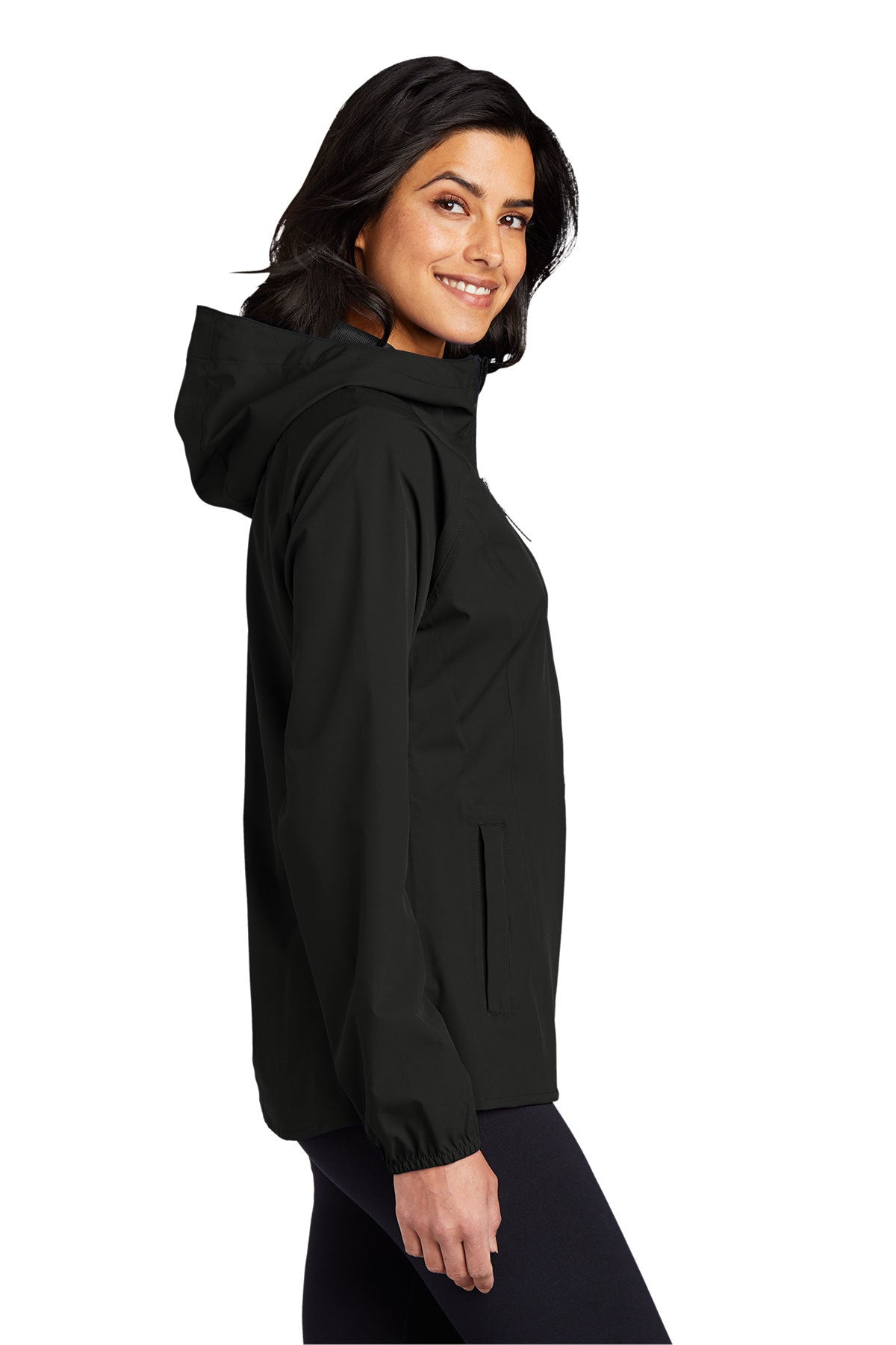 Port Authority Ladies Essential Branded Rain Jackets, Deep Black [Olive Crest]