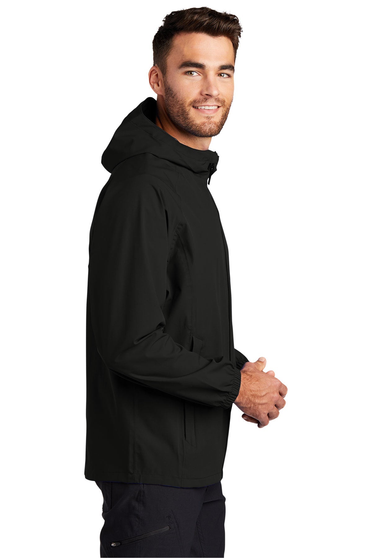 Port Authority Essential Branded Rain Jackets, Deep Black [Solar Pile Driver]