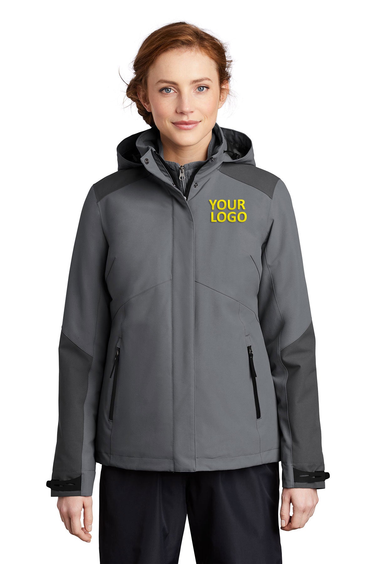 Port Authority Ladies Insulated Waterproof Custom Tech Jackets, Shadow Grey/ Storm Grey