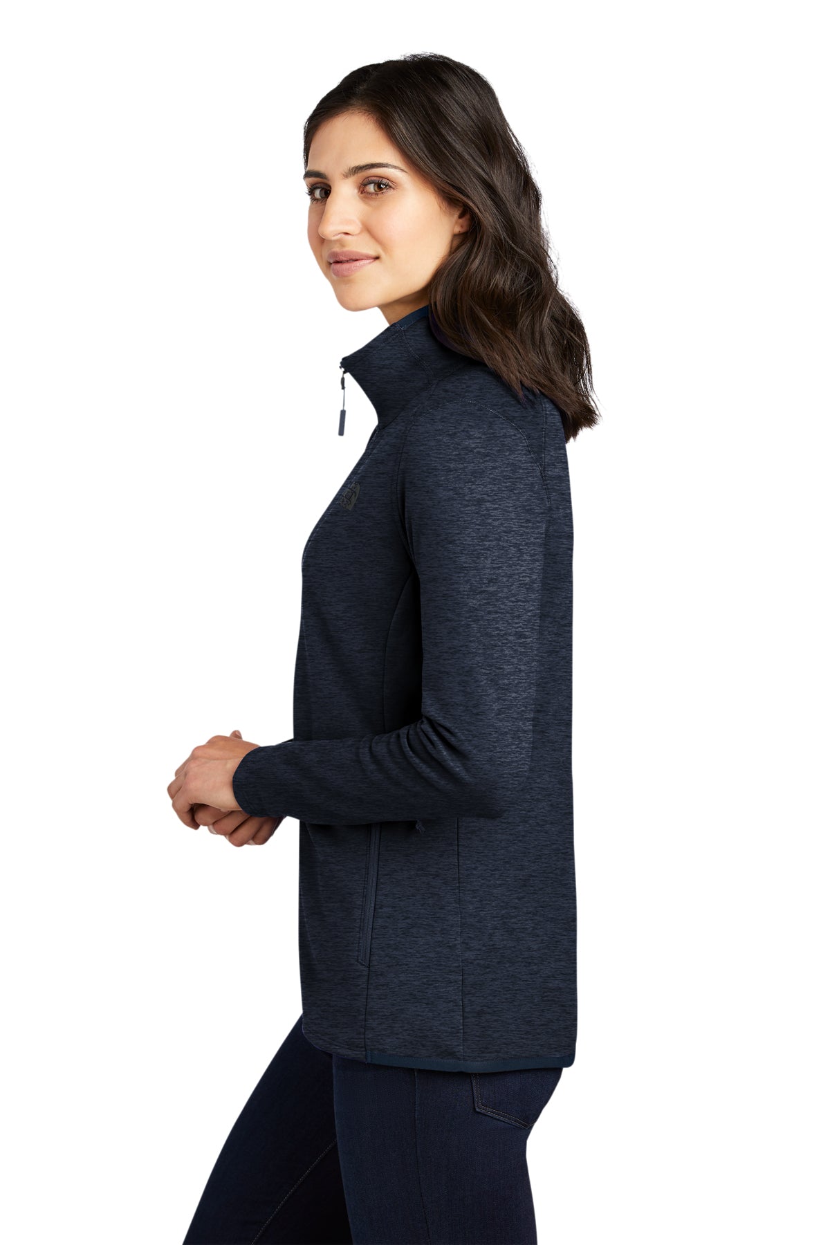 North Face Ladies Skyline Full-Zip Fleece Jacket Urban Navy Heather [Aqua Finance]