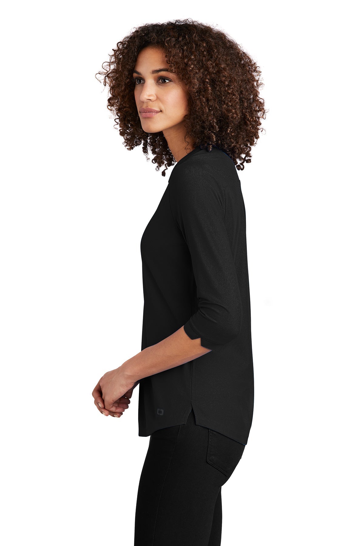 OGIO Ladies Jewel Branded Henleys, Blacktop [Milford Mining Company Utah]