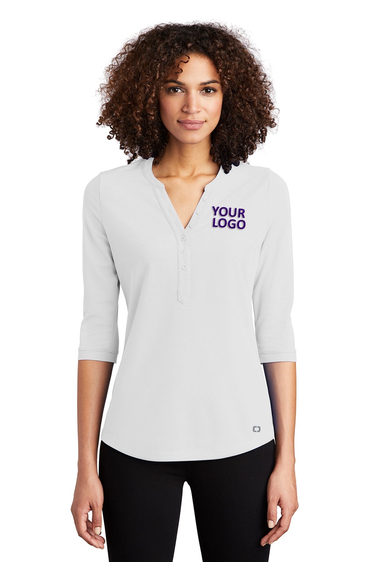 OGIO Ladies Jewel Branded Henleys, Bright White [CommStar Credit Union]