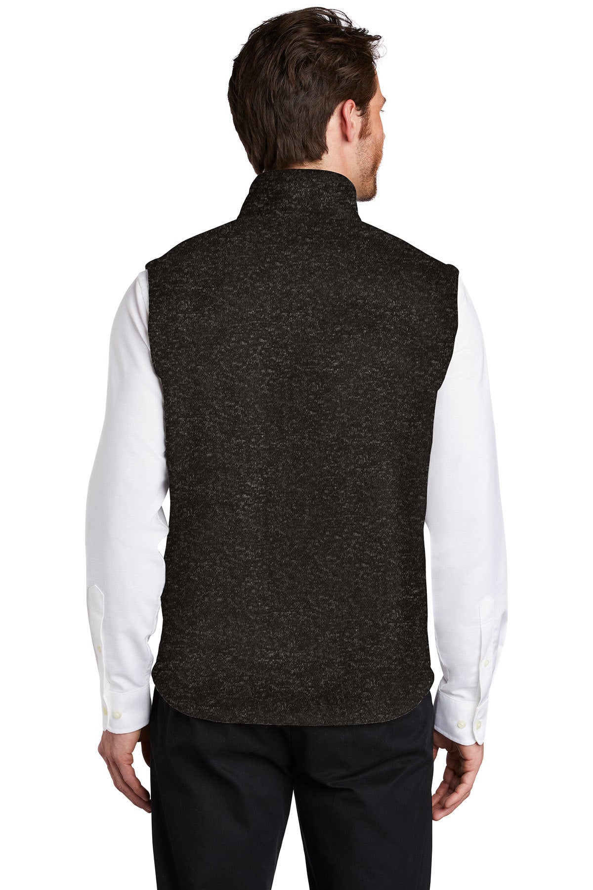 Port Authority Sweater Fleece Customized Vests, Black Heather [Orange by Fooda]