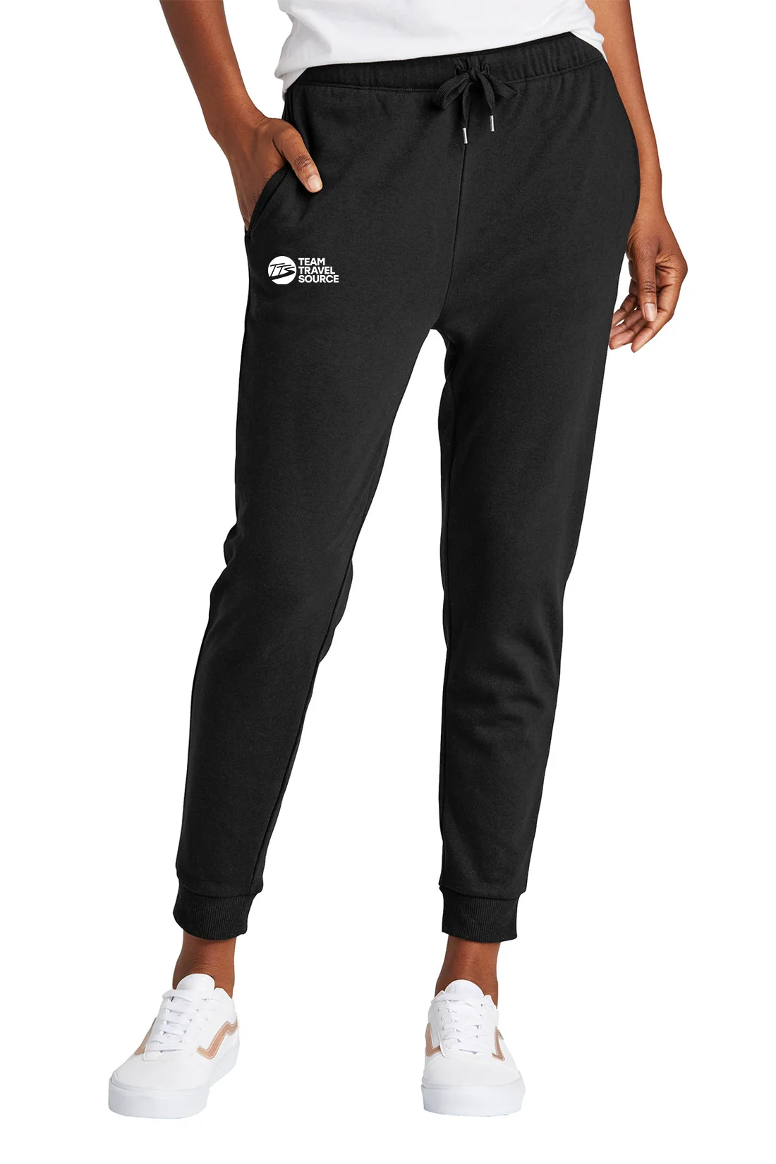 District Womens Perfect Tri Fleece Jogger, Black [Team Travel Source]