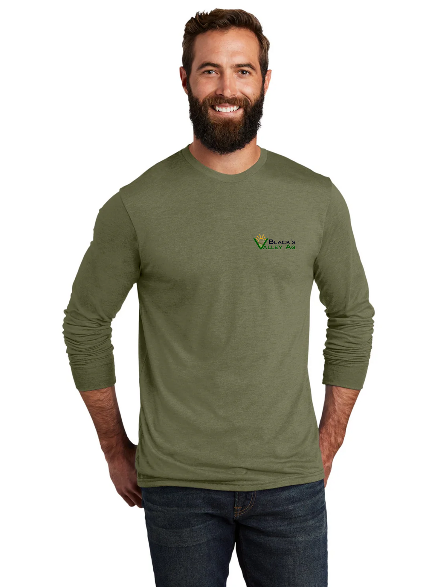 Allmade Unisex Tri-Blend Long Sleeve Tee, Olive You Green [Black's Valley AG]