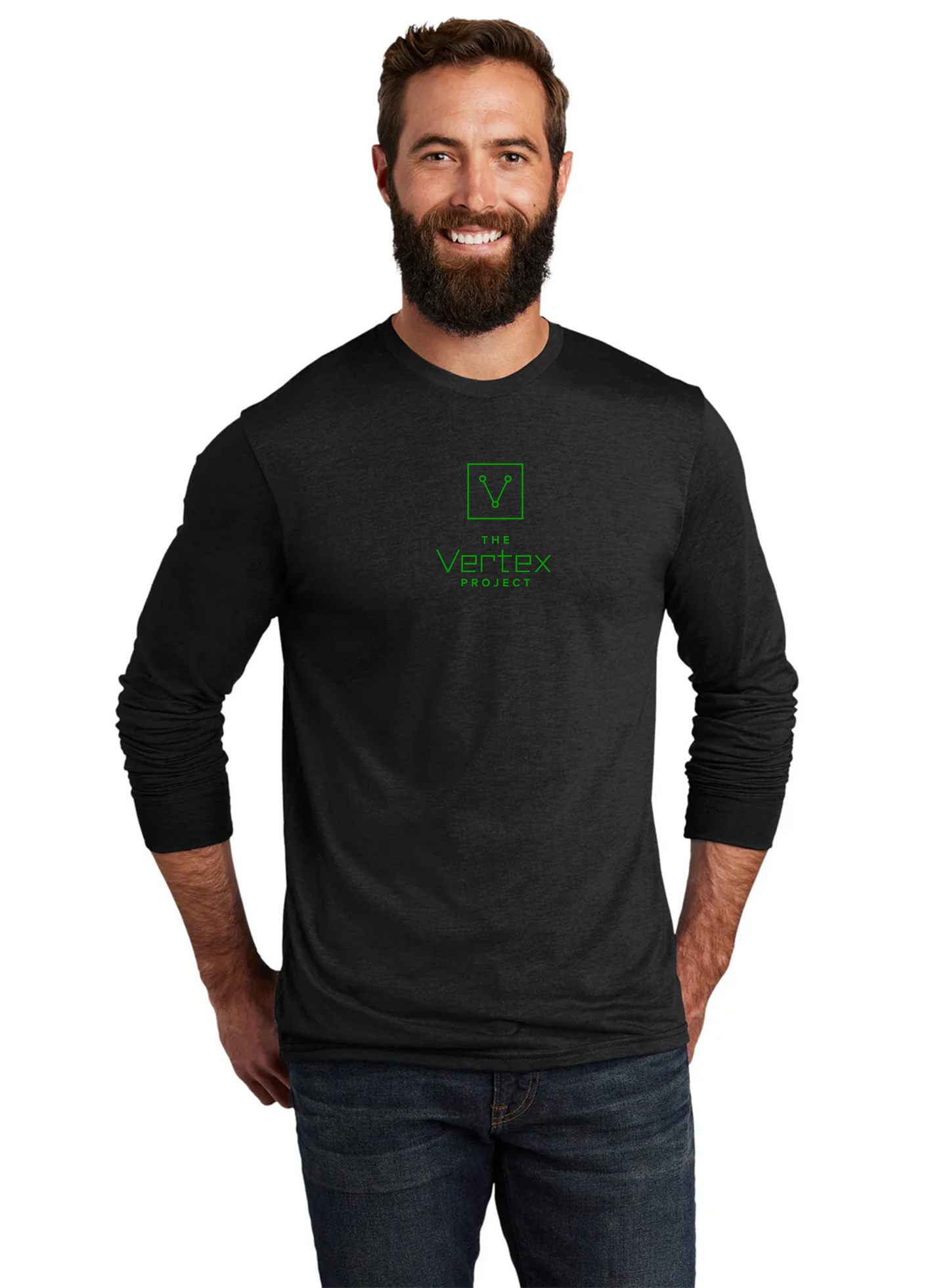 Allmade Unisex Tri-Blend Long Sleeve Tee, Space Black [The Vertex Project]