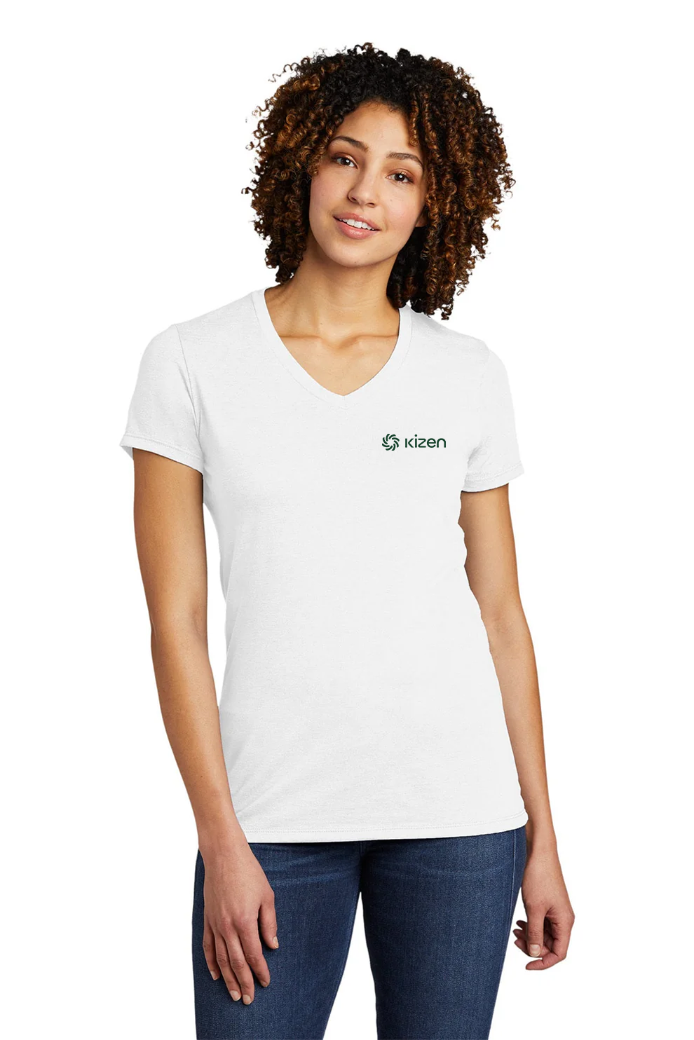 Allmade Women's Tri-Blend V-Neck Tee, Fairly White [Kizen]