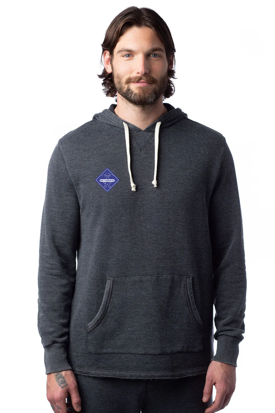 Alternative Men's School Yard Pullover Hoodie, Washed Black [Blue Ridge Axe]