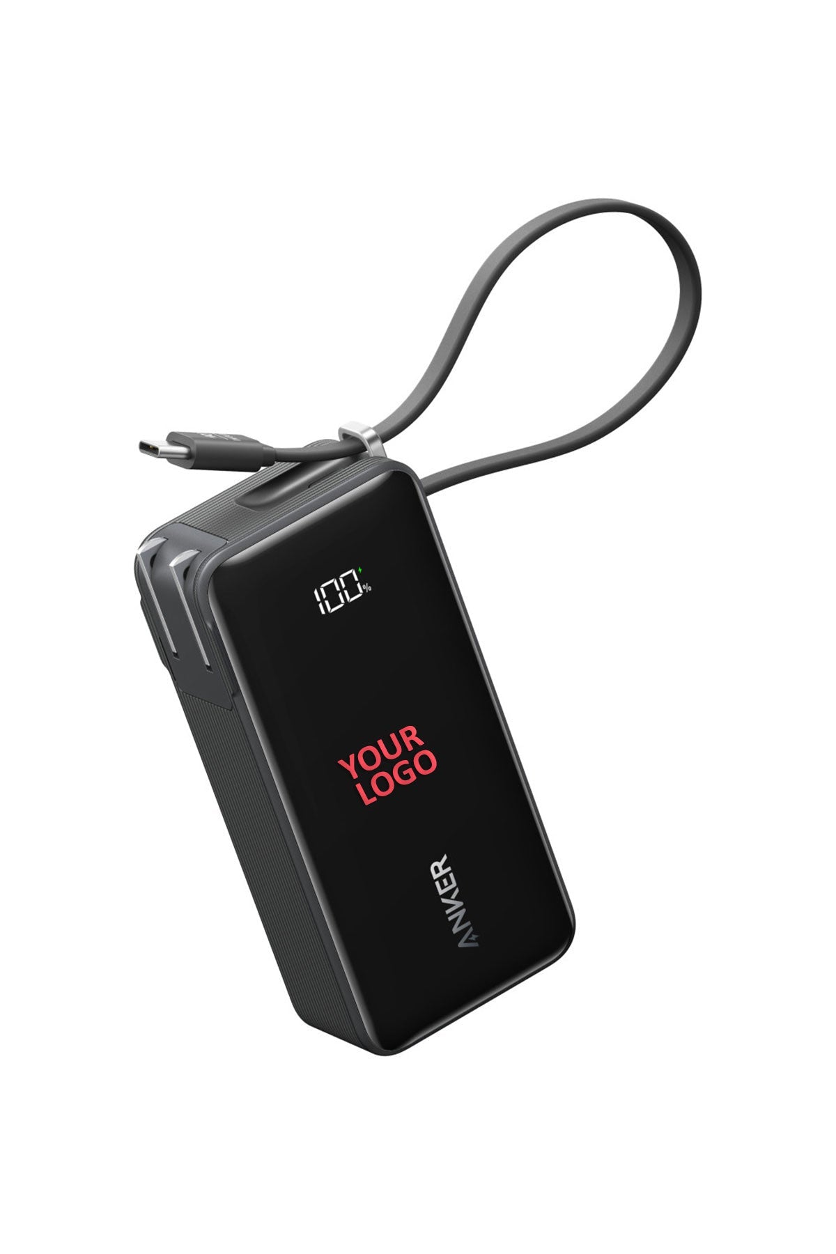 Anker Custom Power Bank 10K Fusion Built-In Cable, Black