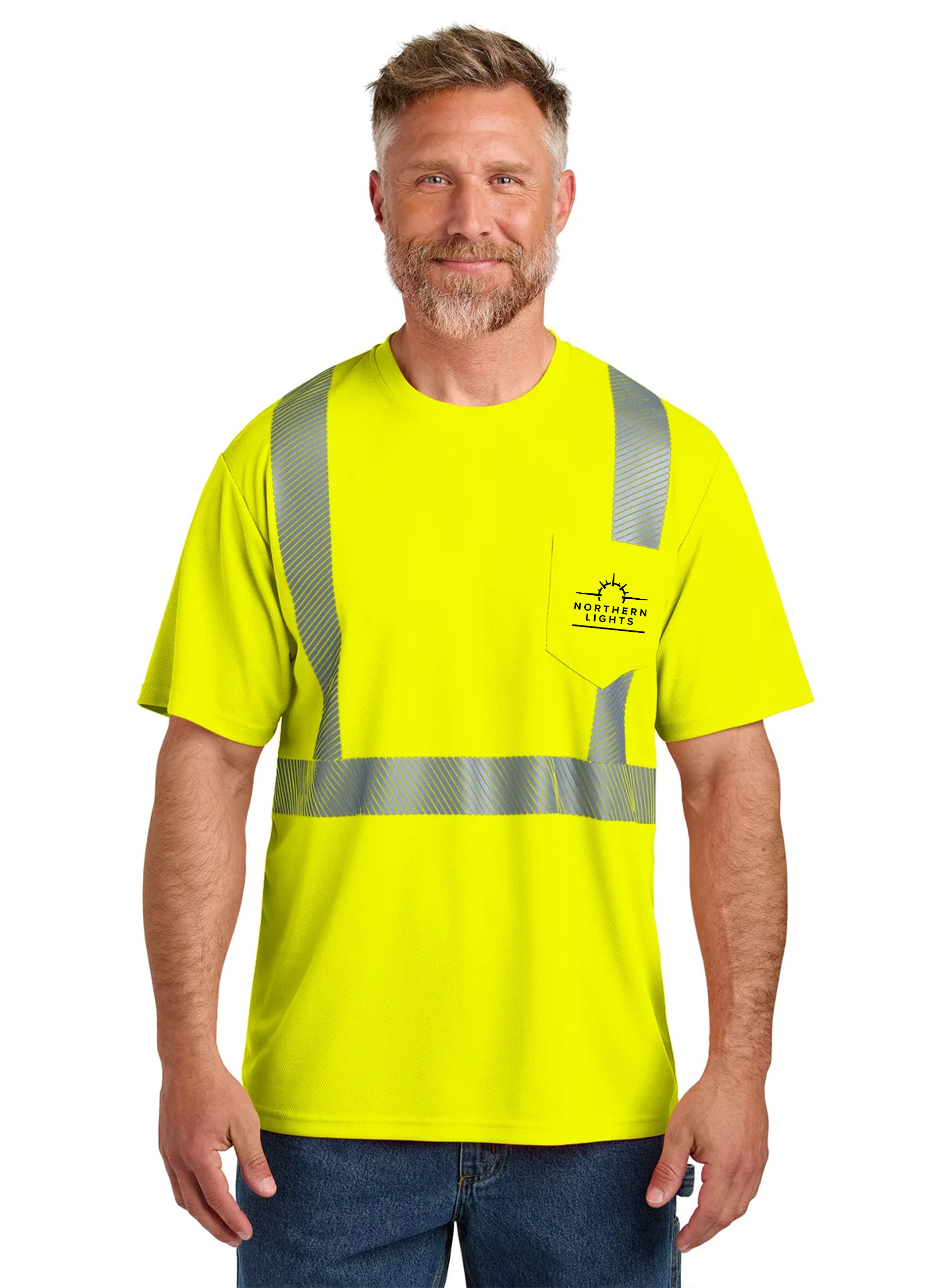 CornerStone ANSI 107 Class 2 Segmented Tape Tee, Safety Yellow [Northern Lights Locating & Inspection]