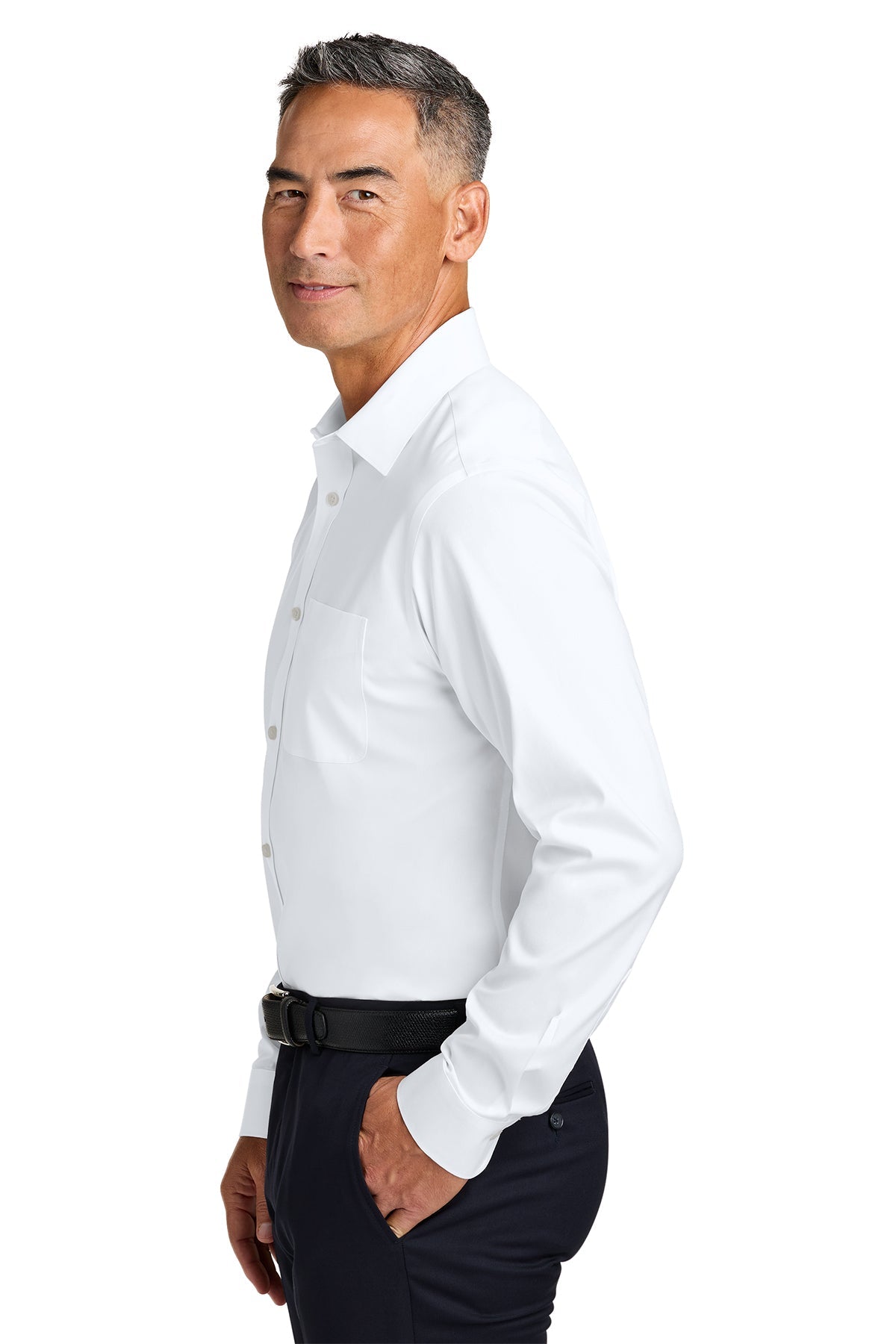 Brooks Brothers Wrinkle-Free Stretch Pinpoint Spread Collar Shirt, White [Mechanical Solutions]