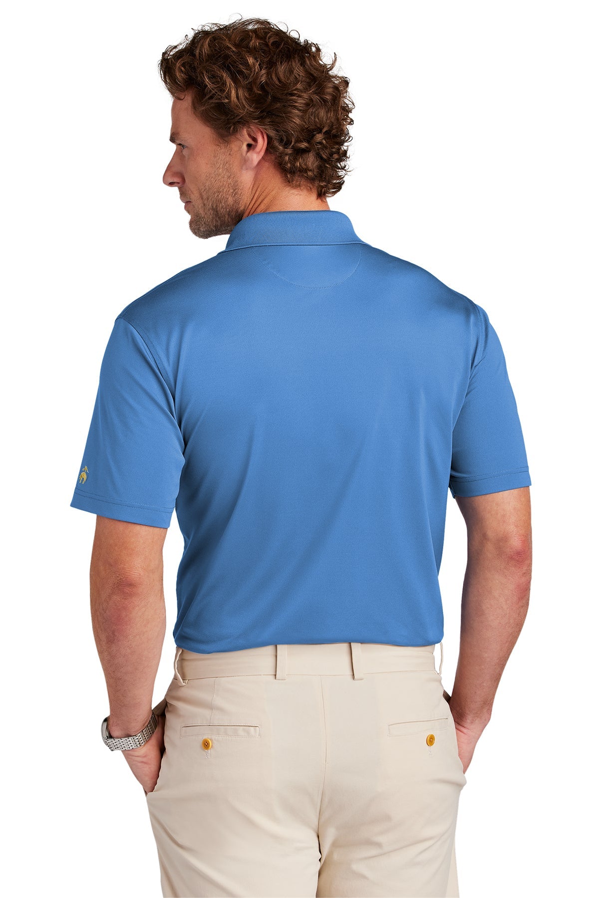 Brooks Brothers Mesh Pique Performance Custom Polos, Charter Blue