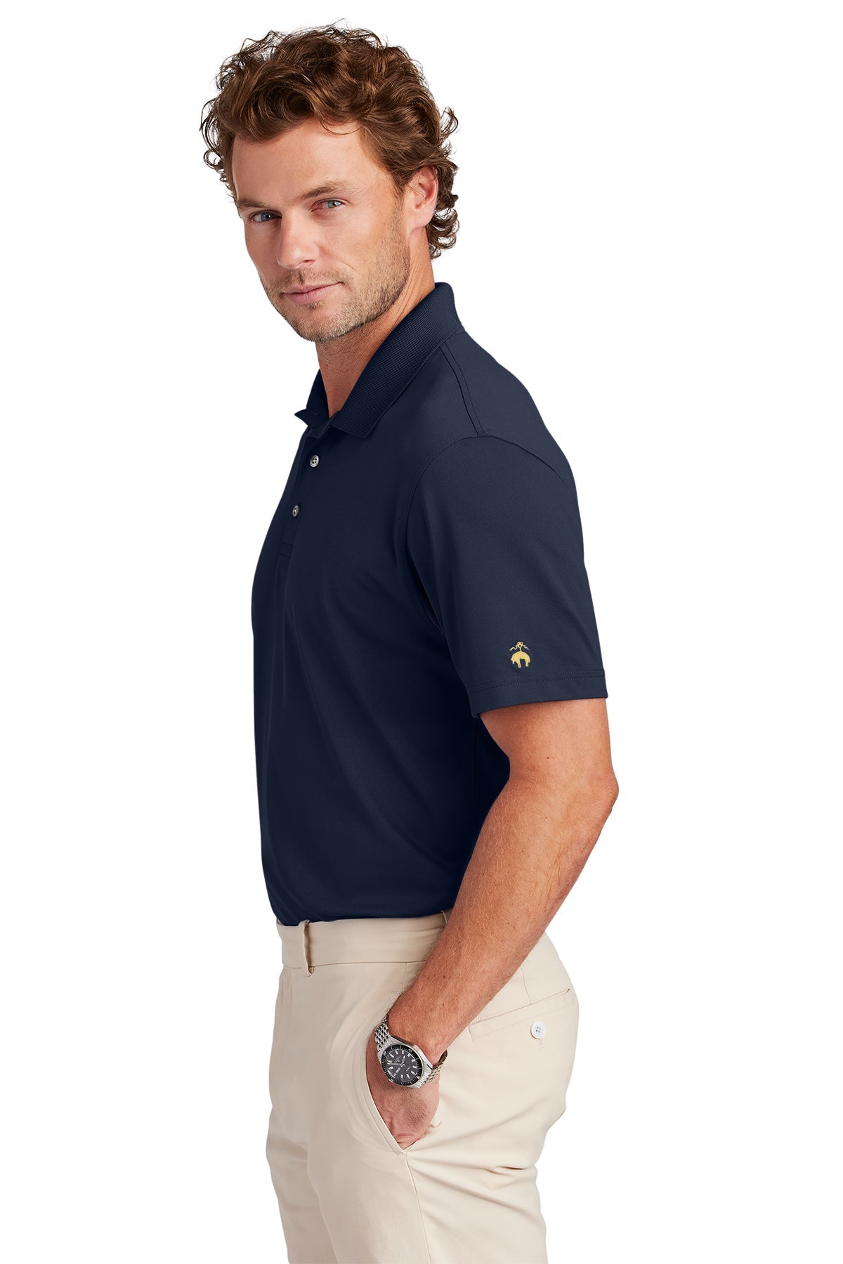 Brooks Brothers Mesh Pique Performance Custom Polos, Navy Blazer [Lake Erie Arms]