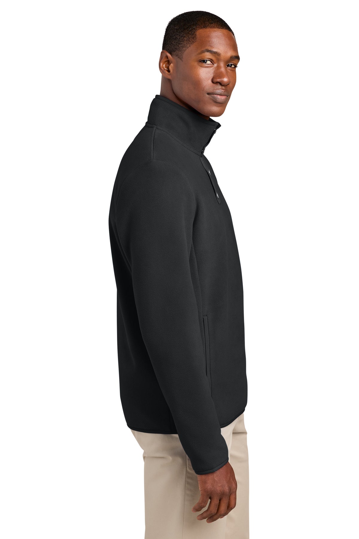 Brooks Brothers Fleece Custom 1/4-Snap Neck, Deep Black