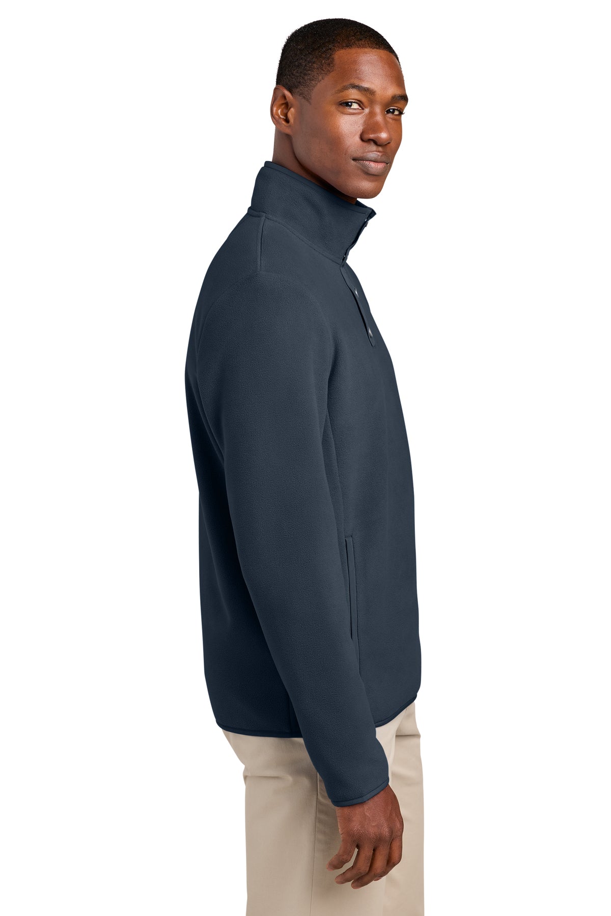 Brooks Brothers Fleece Custom 1/4-Snap Neck, Night Navy