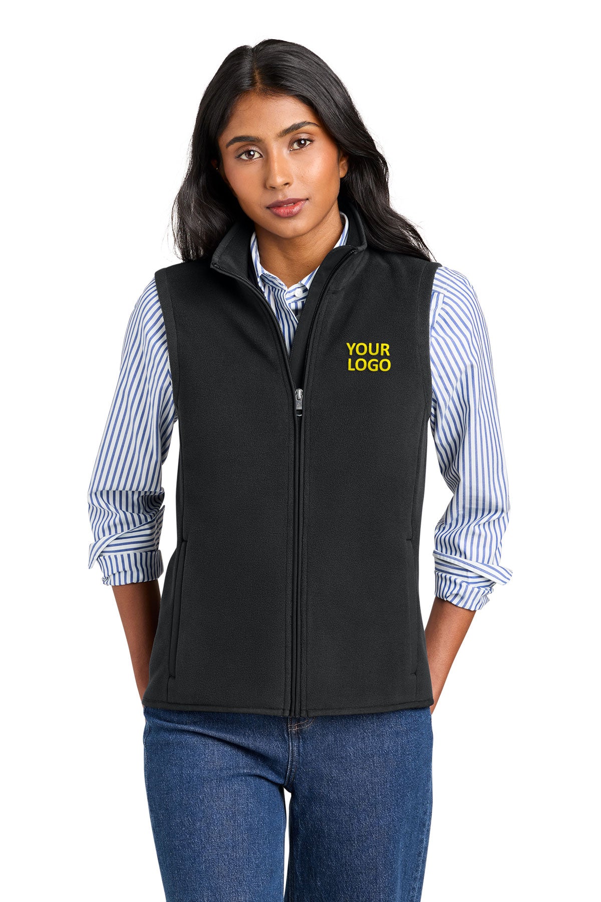 Brooks Brothers Women’s Custom Fleece Vest, Deep Black