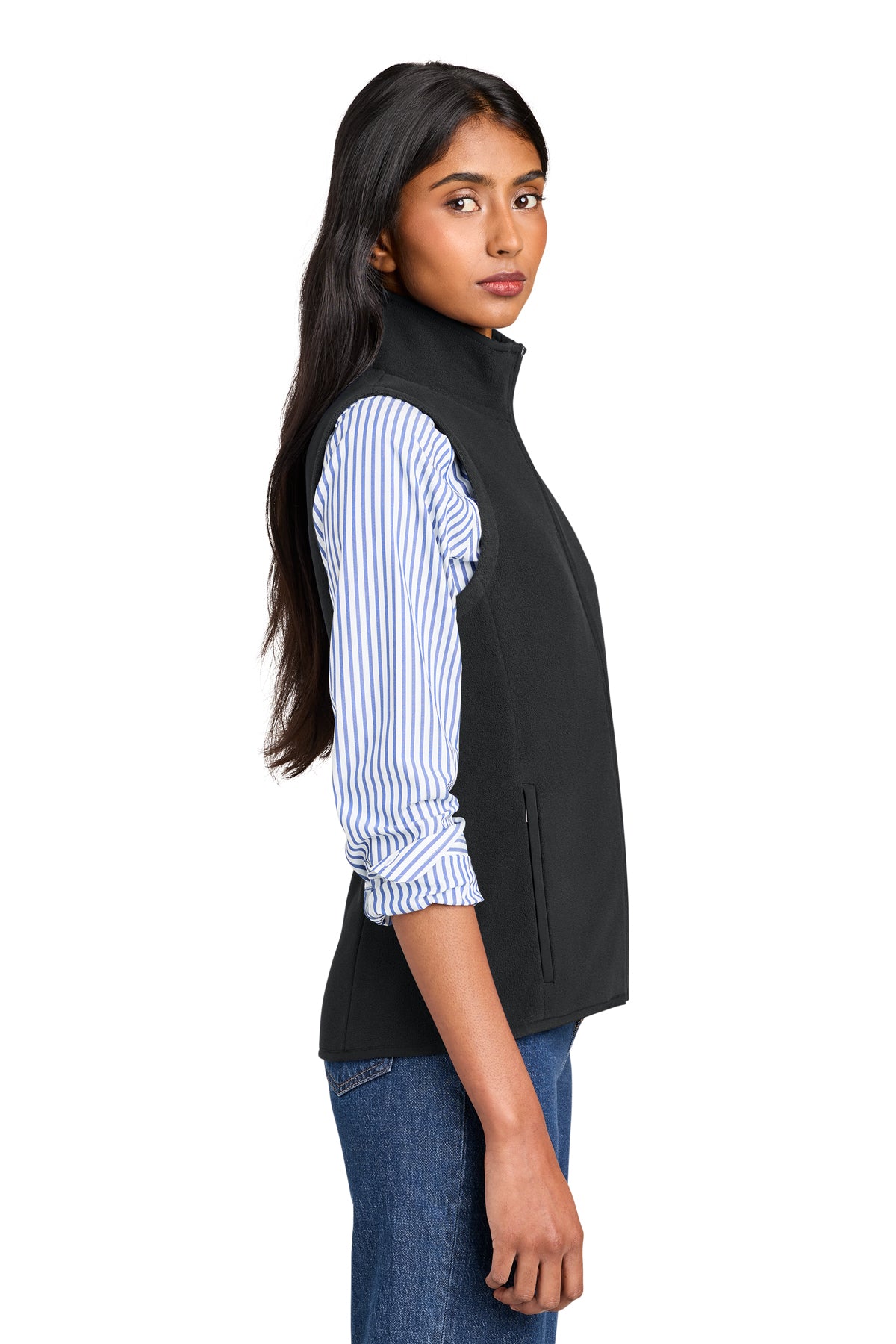 Brooks Brothers Women’s Custom Fleece Vest, Deep Black