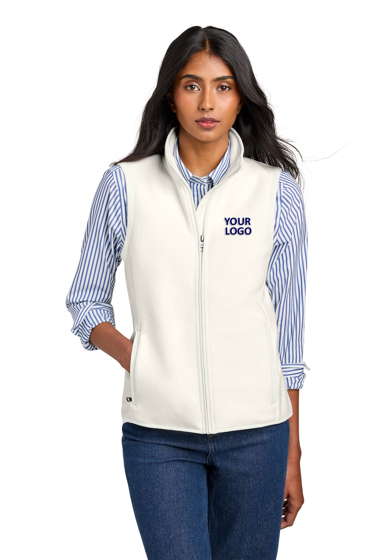 Brooks Brothers Women’s Custom Fleece Vest, Off White