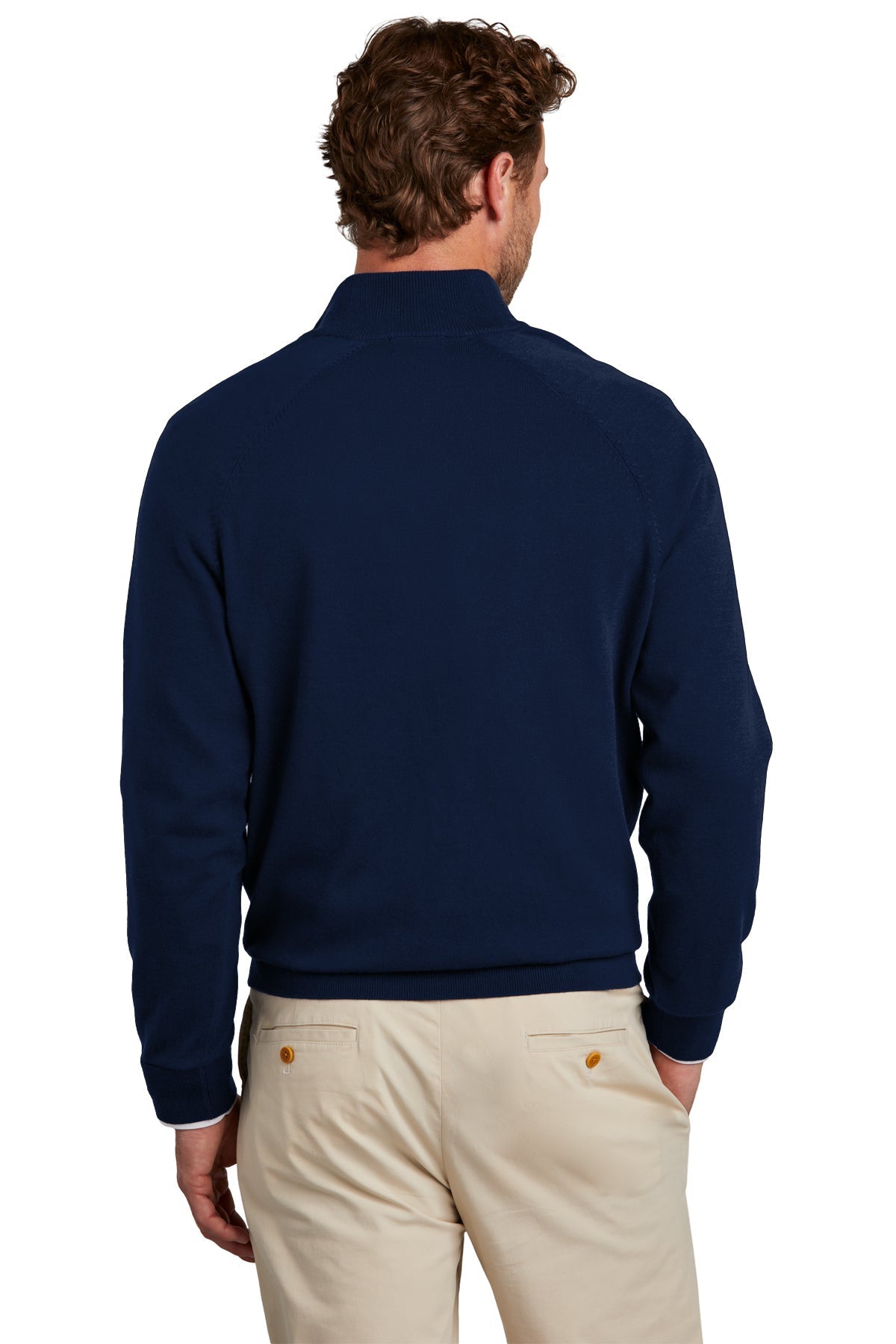 Brooks Brothers Cotton Stretch Custom 1/4-Zip Sweaters, Navy Blazer [USFCR]
