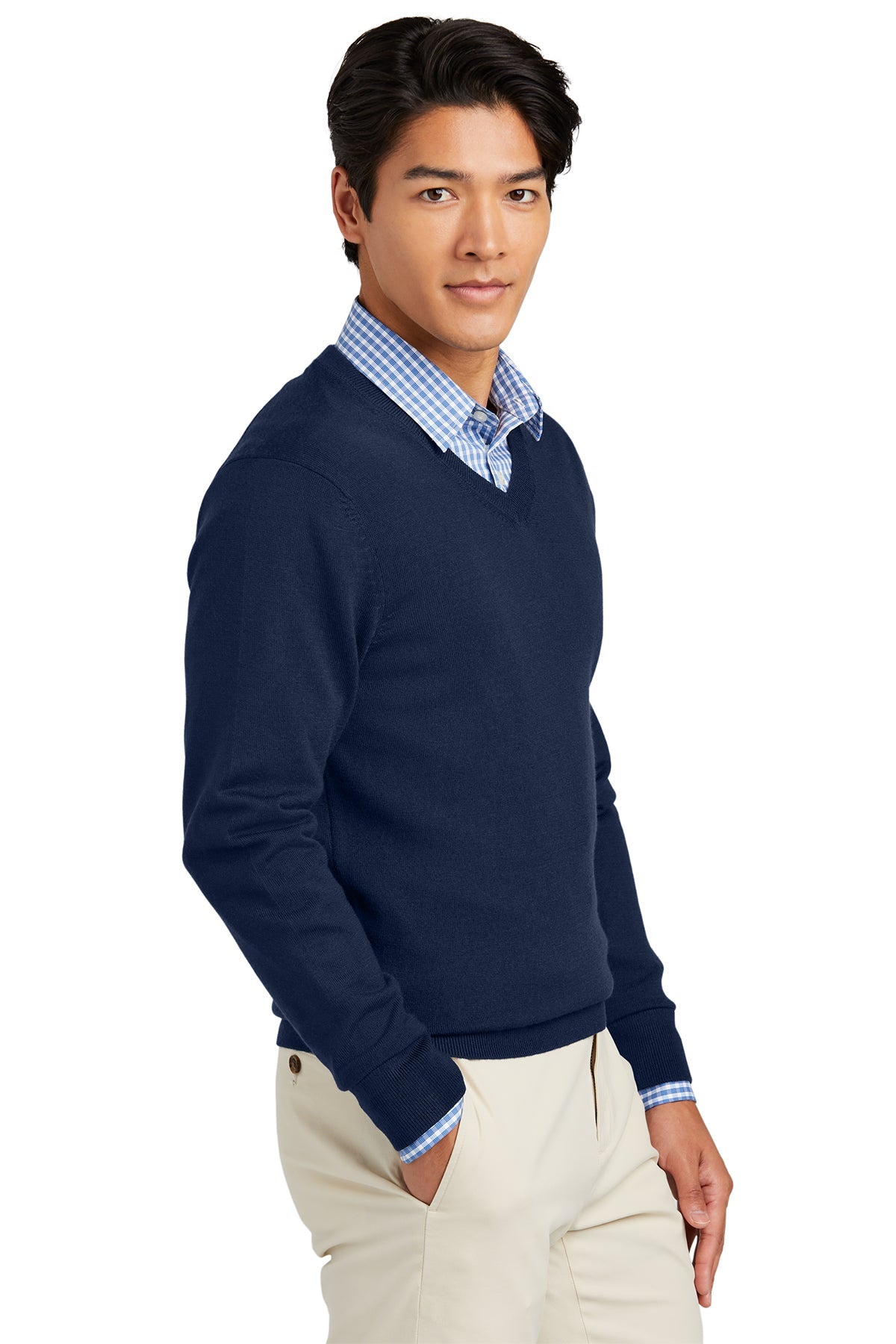 Brooks Brothers Washable Merino Custom V-Neck Sweaters, Navy Blazer