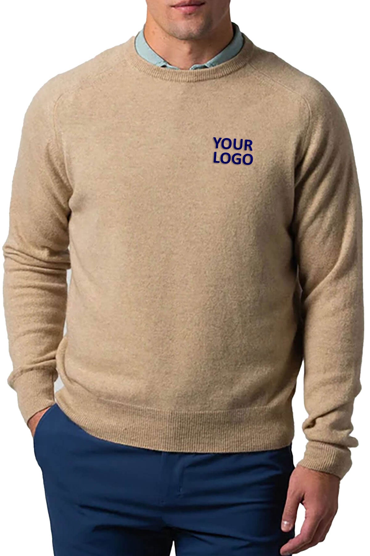 B. Draddy 007 Custom Cashmere Crewneck, Camel Heather