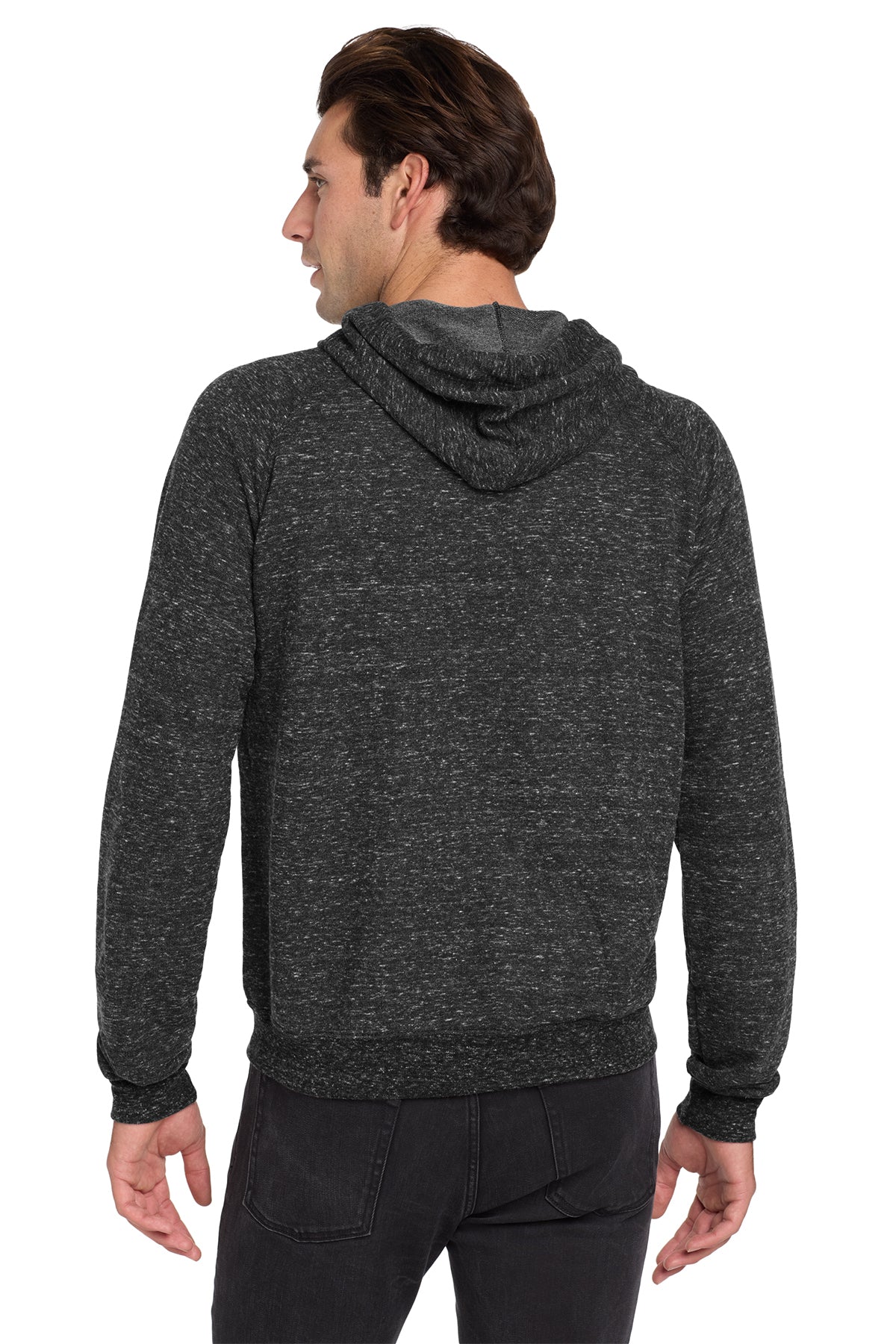 Jerzees Snow Heather French Terry Raglan Hoodie 90M Black Ink