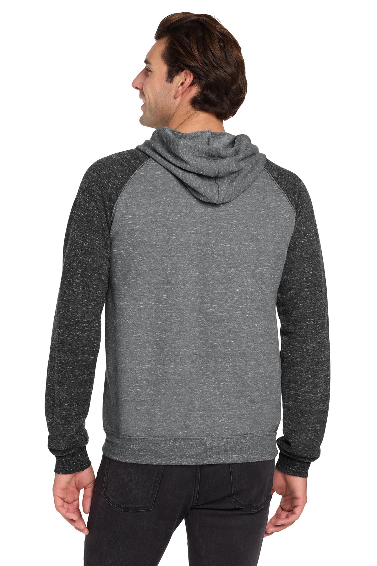 Jerzees Snow Heather French Terry Raglan Hoodie 90M Charcoal/ Black